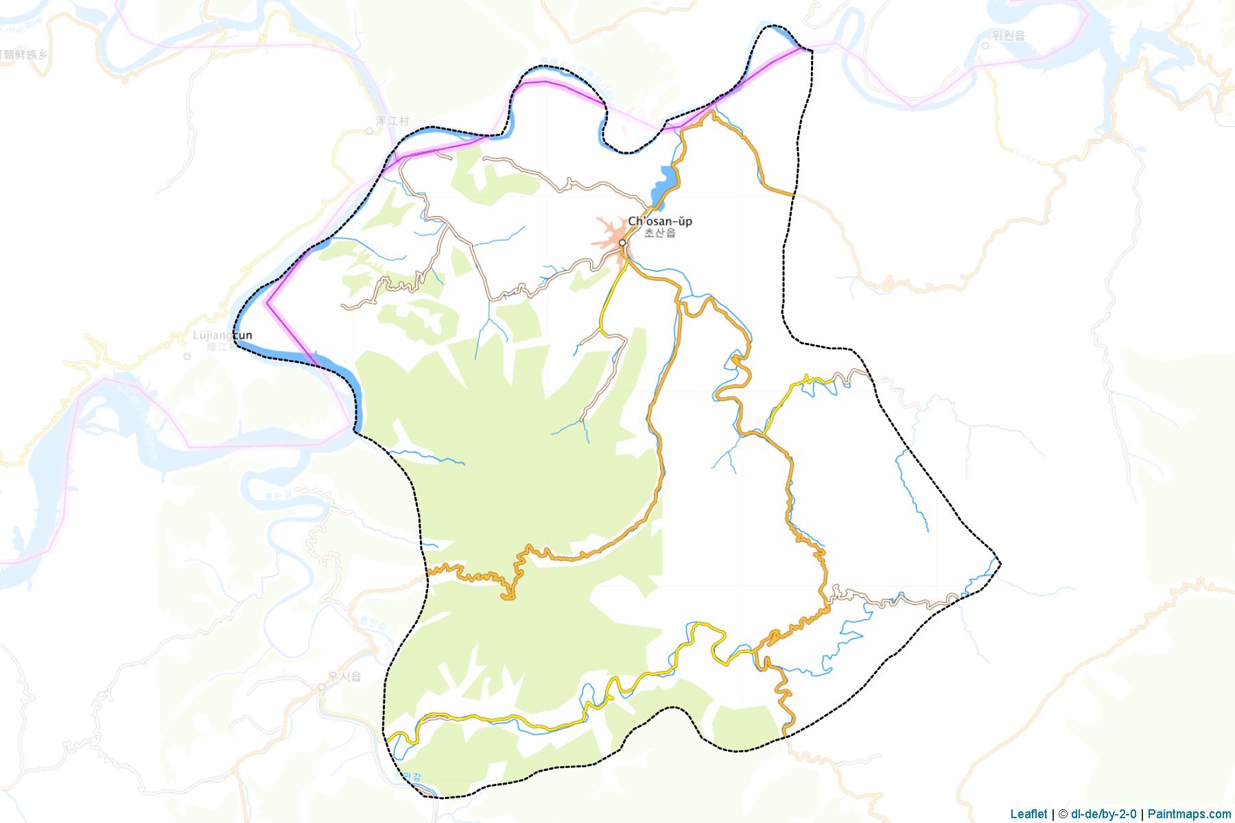 Muestras de recorte de mapas Chosan (Chagang-do)-1