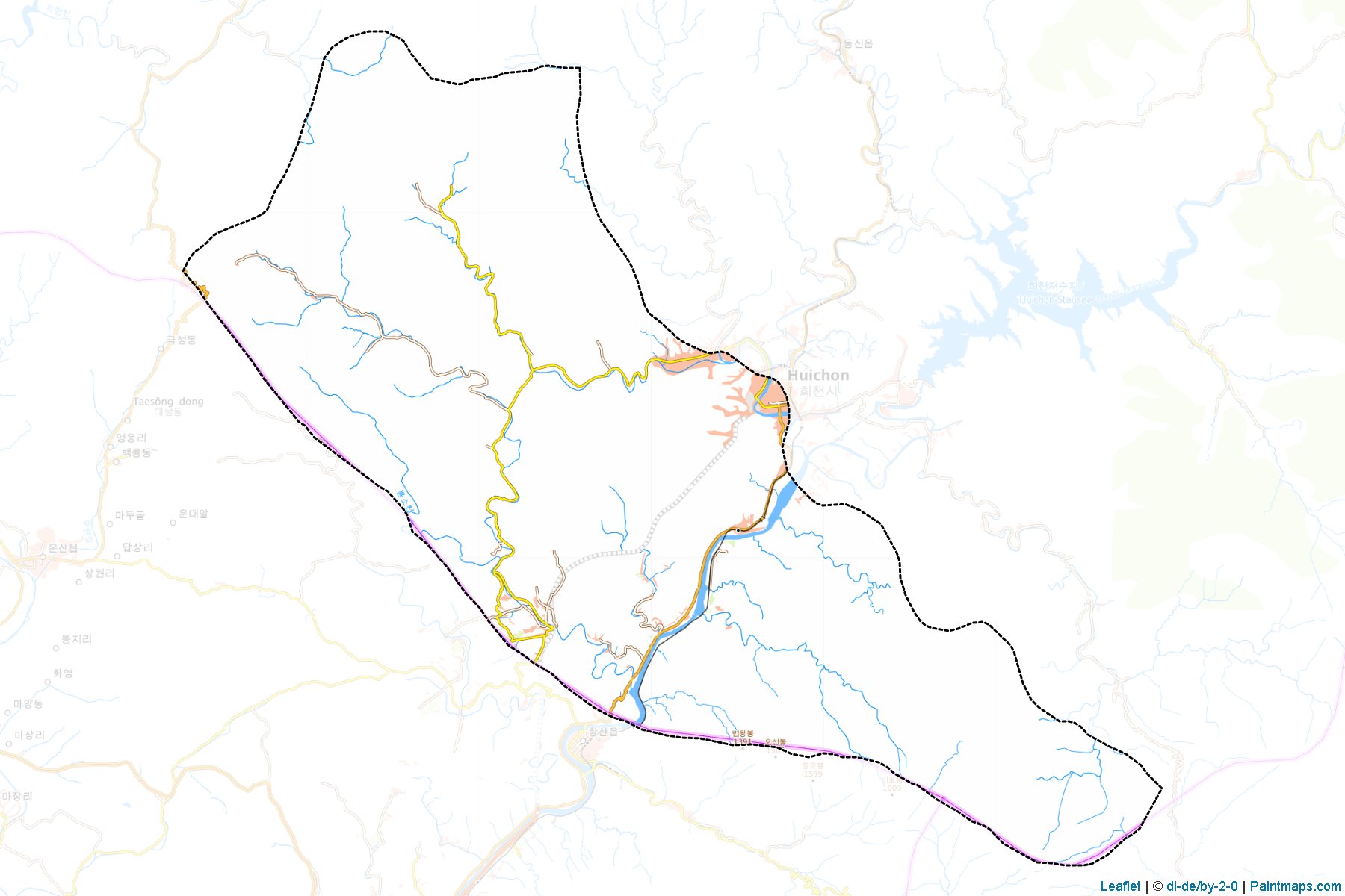 Muestras de recorte de mapas Huichon City (Chagang-do)-1