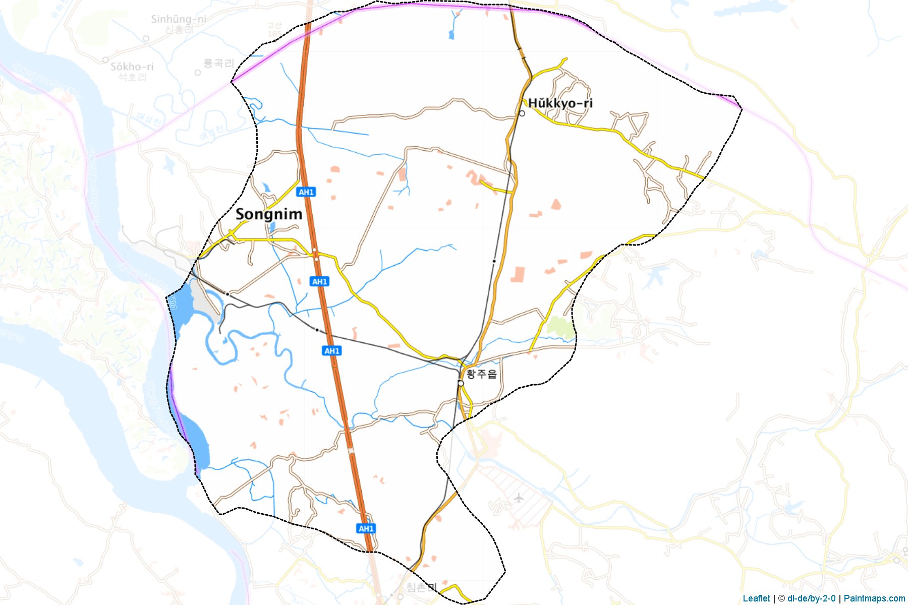 Muestras de recorte de mapas Hwangju (Hwanghae-bukto)-1