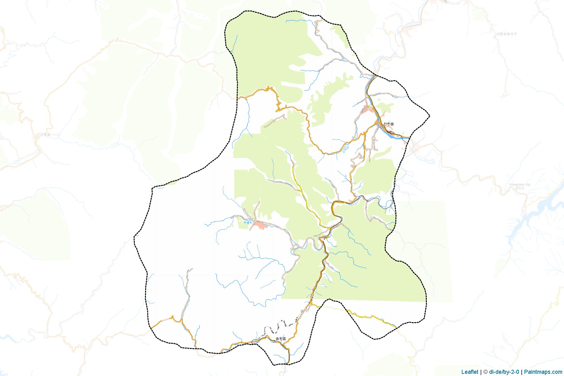 Muestras de recorte de mapas Jonchon (Chagang-do)-1