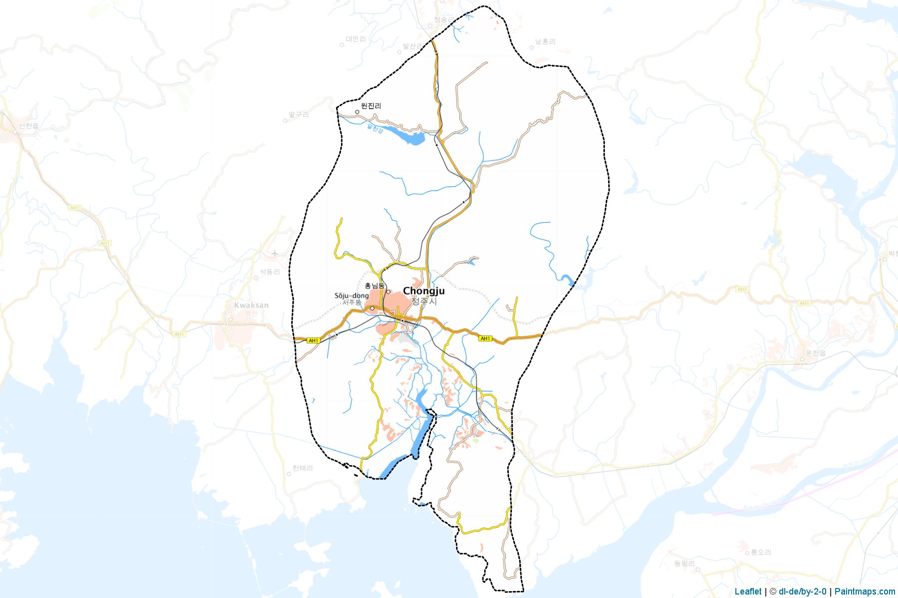 Muestras de recorte de mapas Jongju City (P'yŏngan-bukto)-1