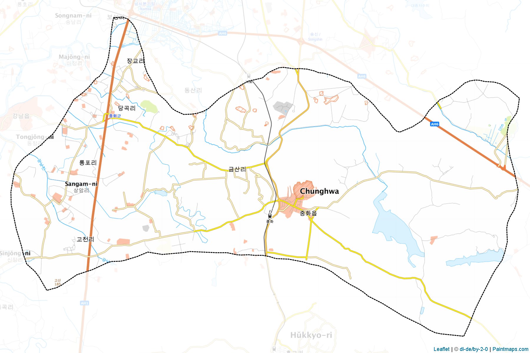 Muestras de recorte de mapas Junghwa (Hwanghae-bukto)-1