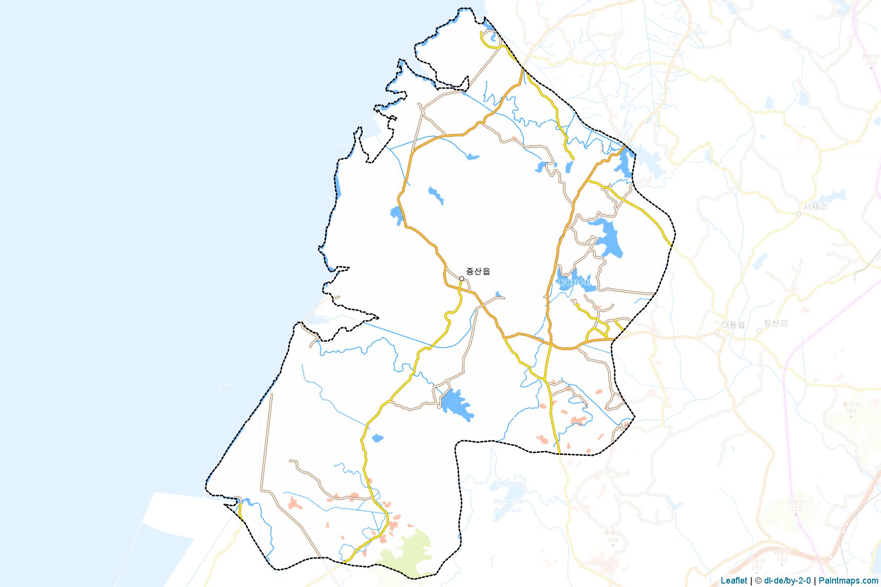 Muestras de recorte de mapas Jungsan (P'yŏngan-namdo)-1