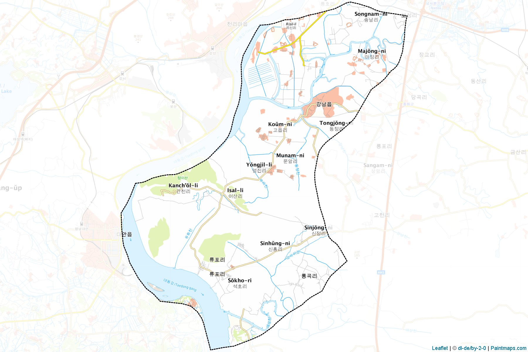 Muestras de recorte de mapas Kangnam (Hwanghae-bukto)-1