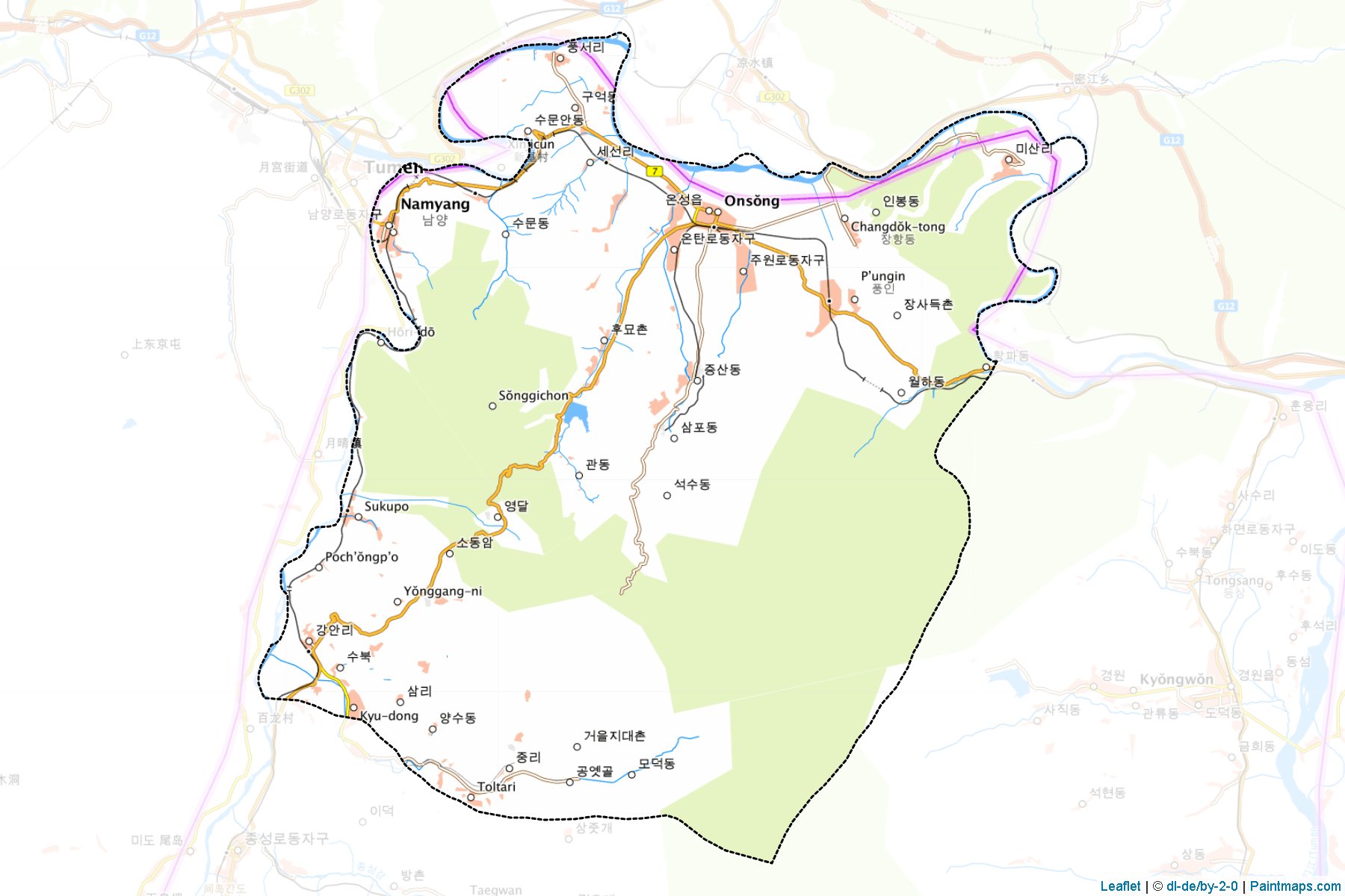 Muestras de recorte de mapas Onsong (Hamgyŏng-bukto)-1