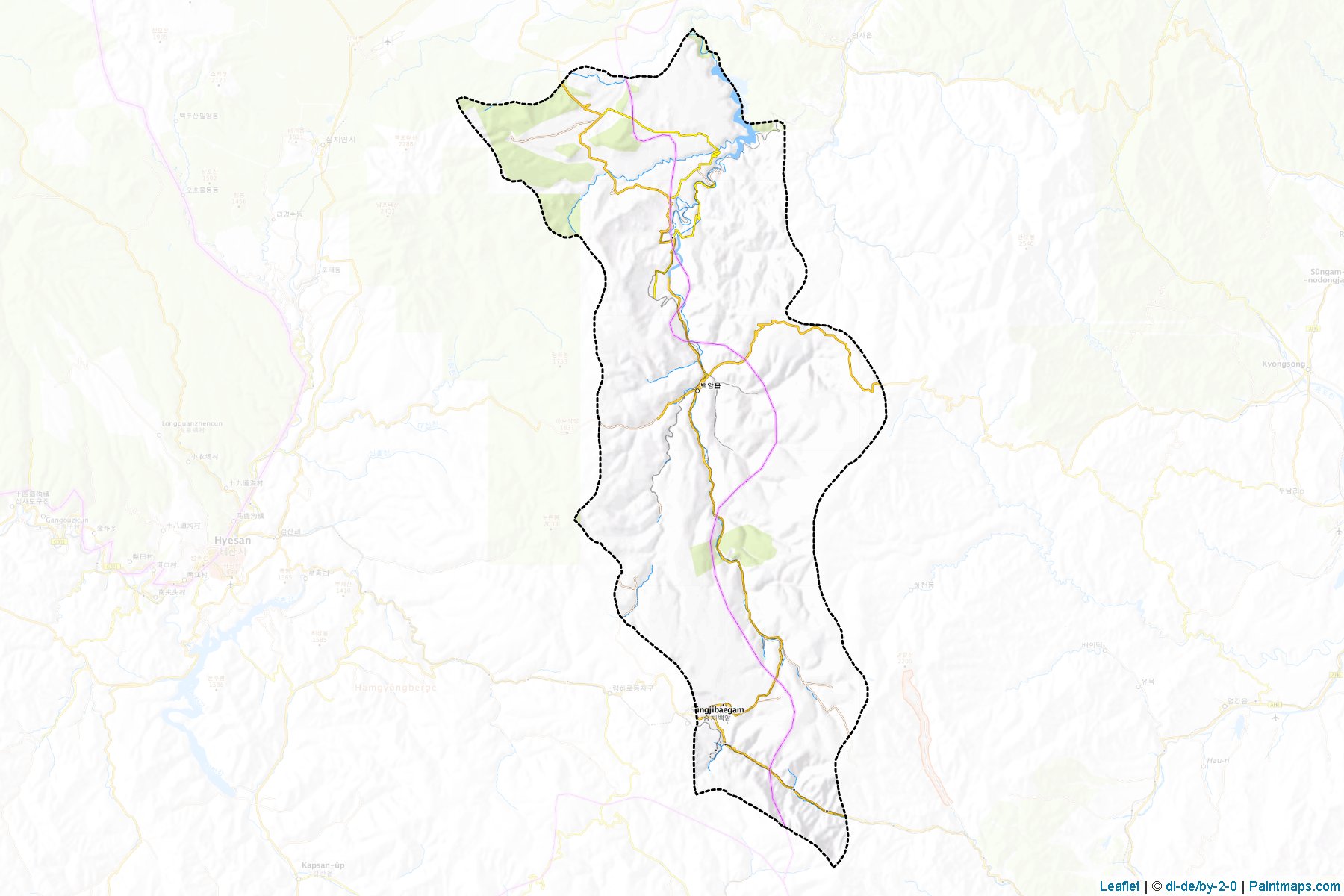 Muestras de recorte de mapas Paekam (Ryanggang)-1