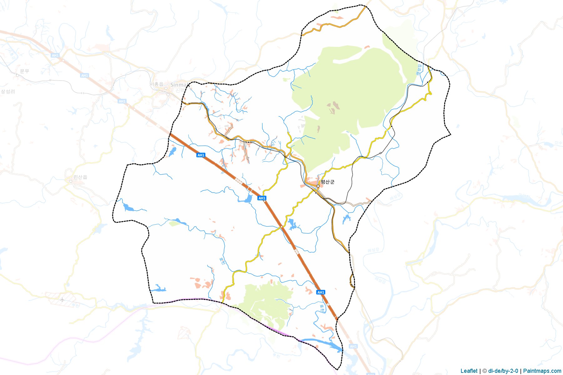 Muestras de recorte de mapas Phyongsan (Hwanghae-bukto)-1