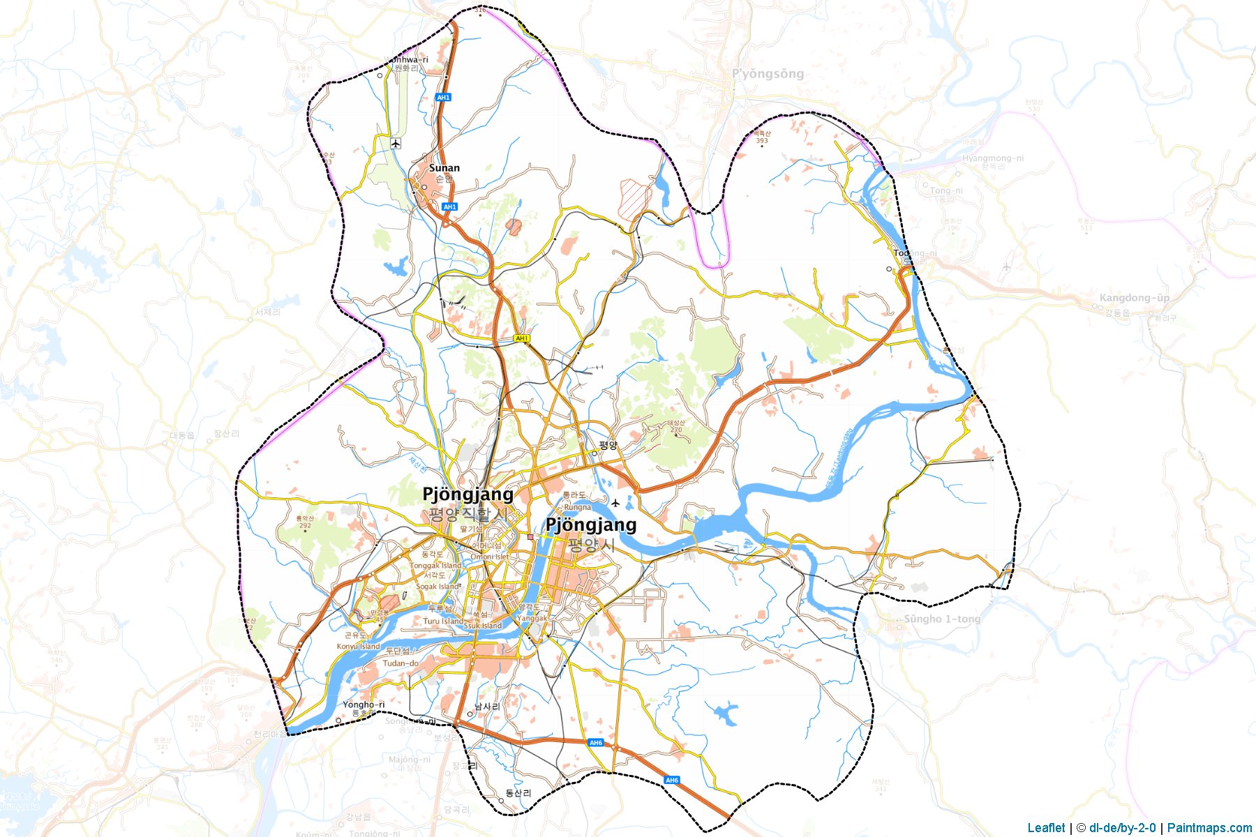 Pyongyang (P´yongyang-si) Map Cropping Samples-1