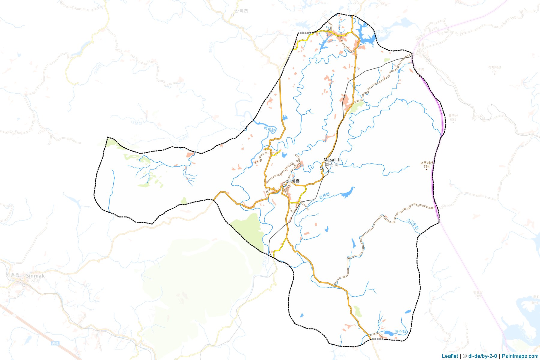 Muestras de recorte de mapas Sinkye (Hwanghae-bukto)-1