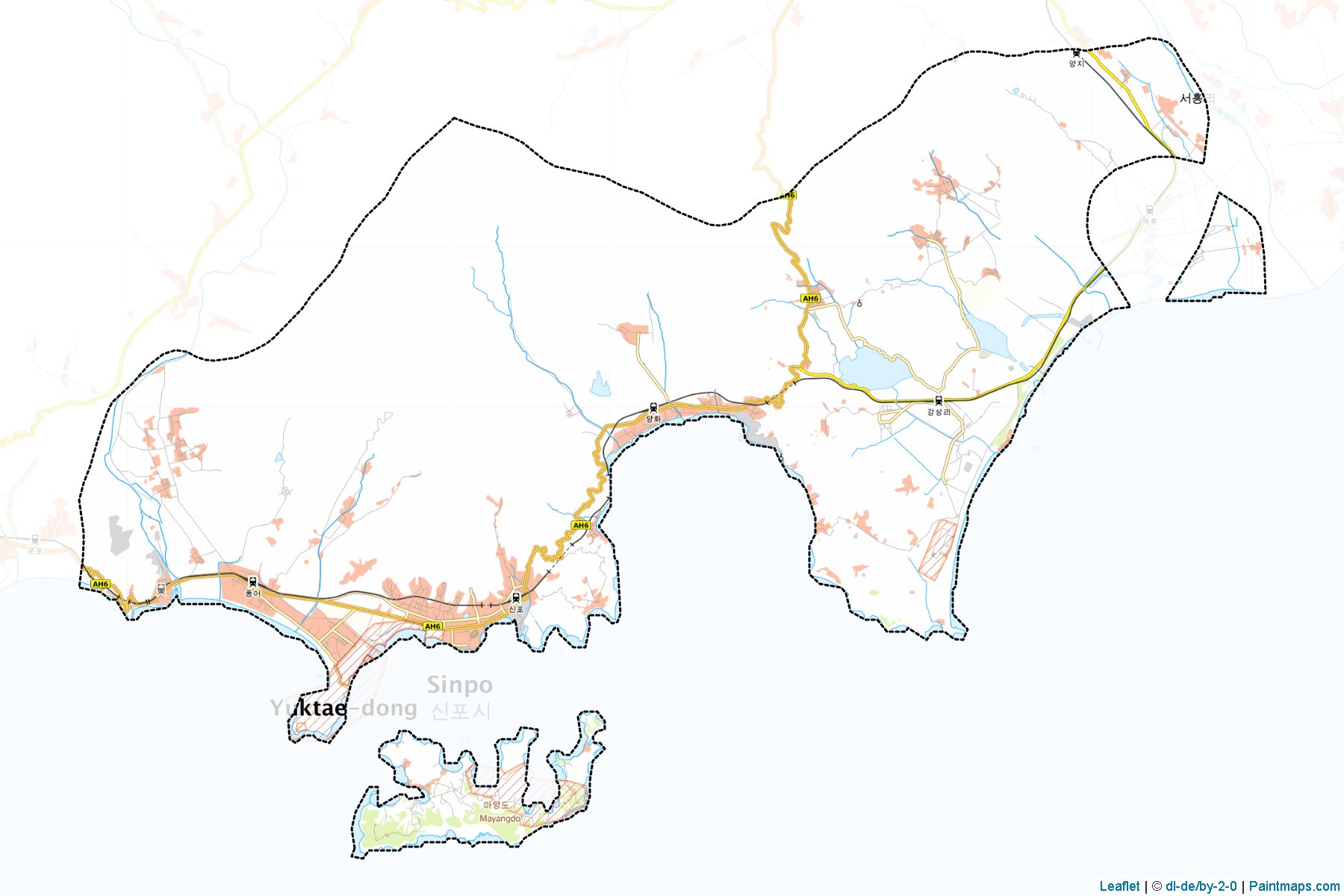 Muestras de recorte de mapas Sinpo City (Hamgyŏng-namdo)-1