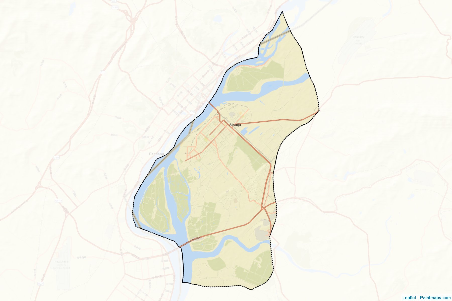 Muestras de recorte de mapas Sinuiju City (P'yŏngan-bukto)-2