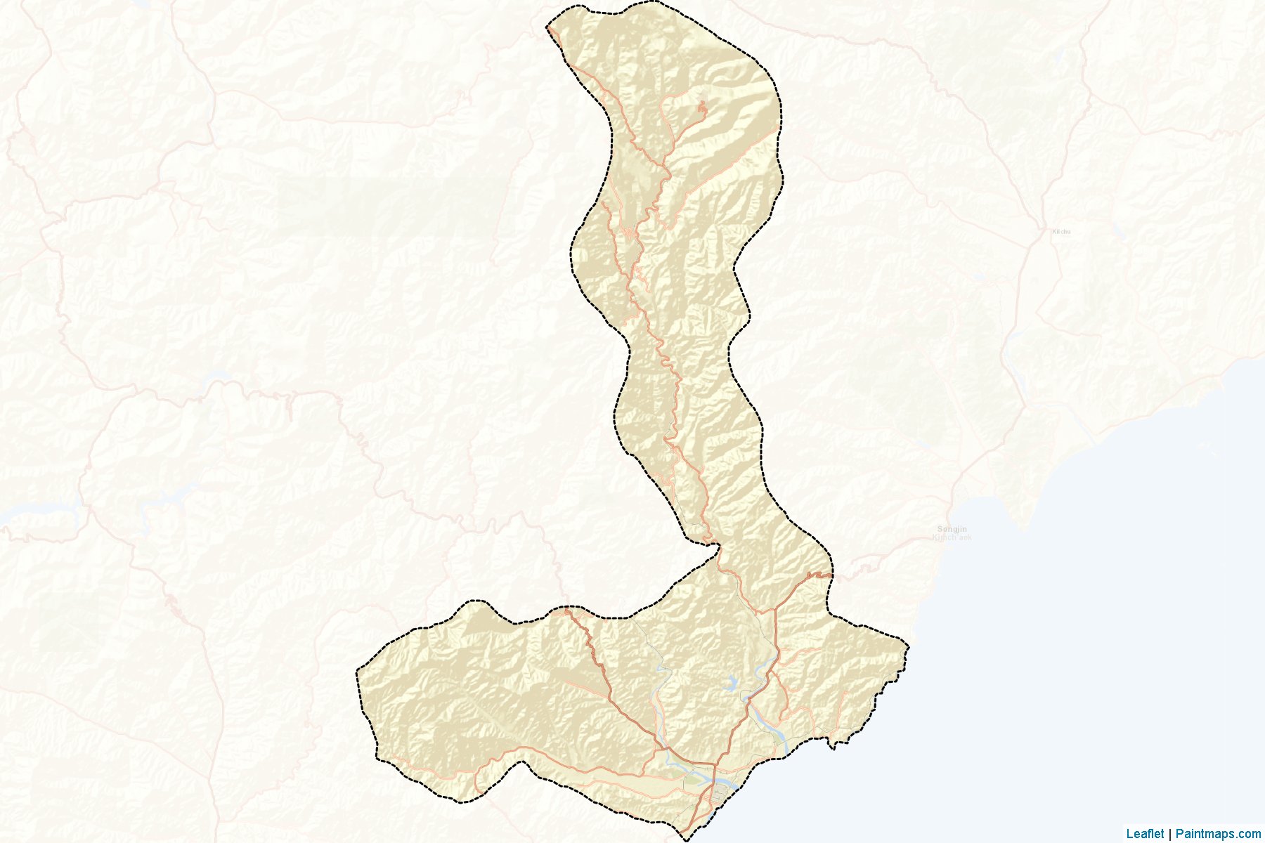 Muestras de recorte de mapas Tanchon City (Hamgyŏng-namdo)-2