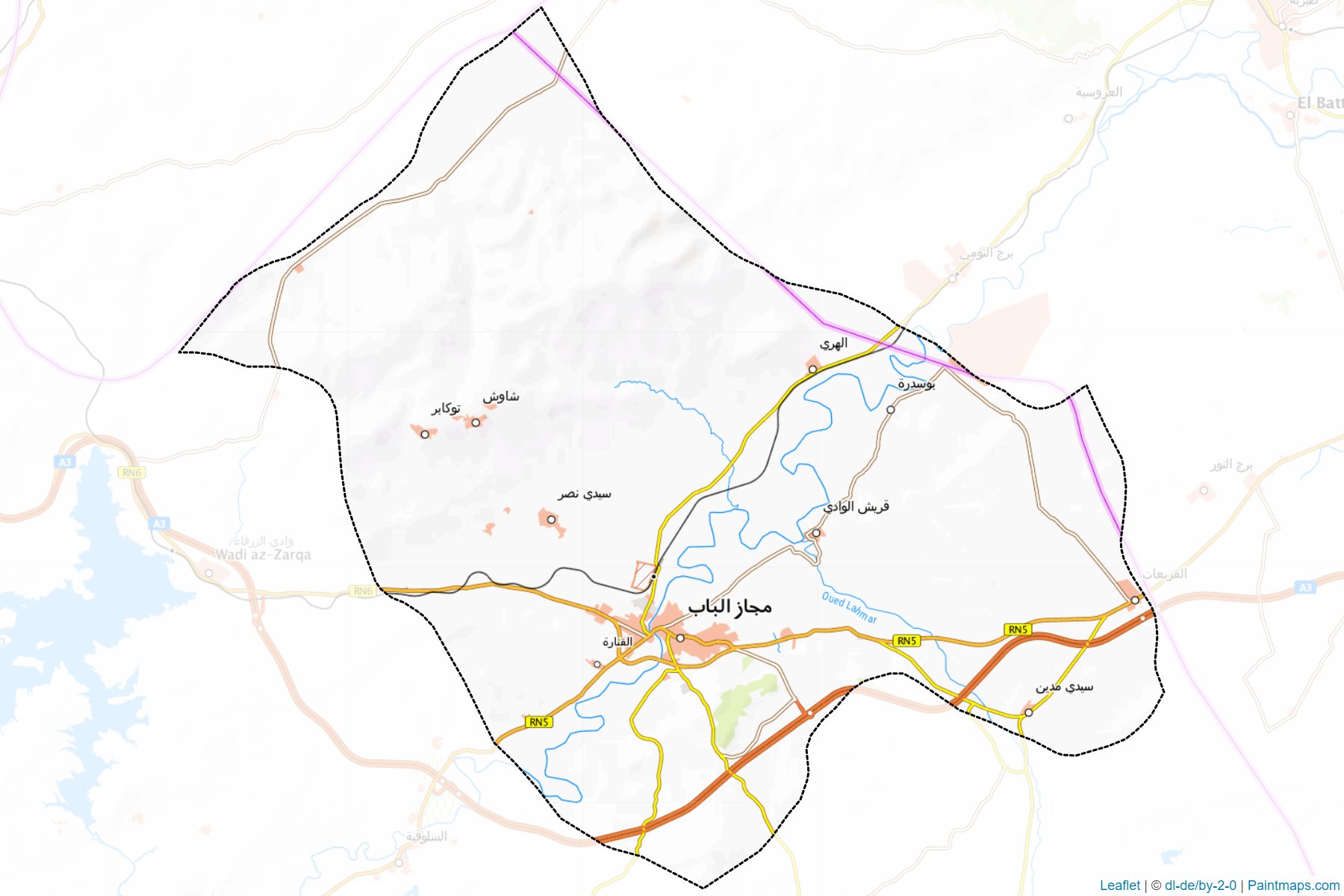 Muestras de recorte de mapas Mejez El Bab (Béja)-1