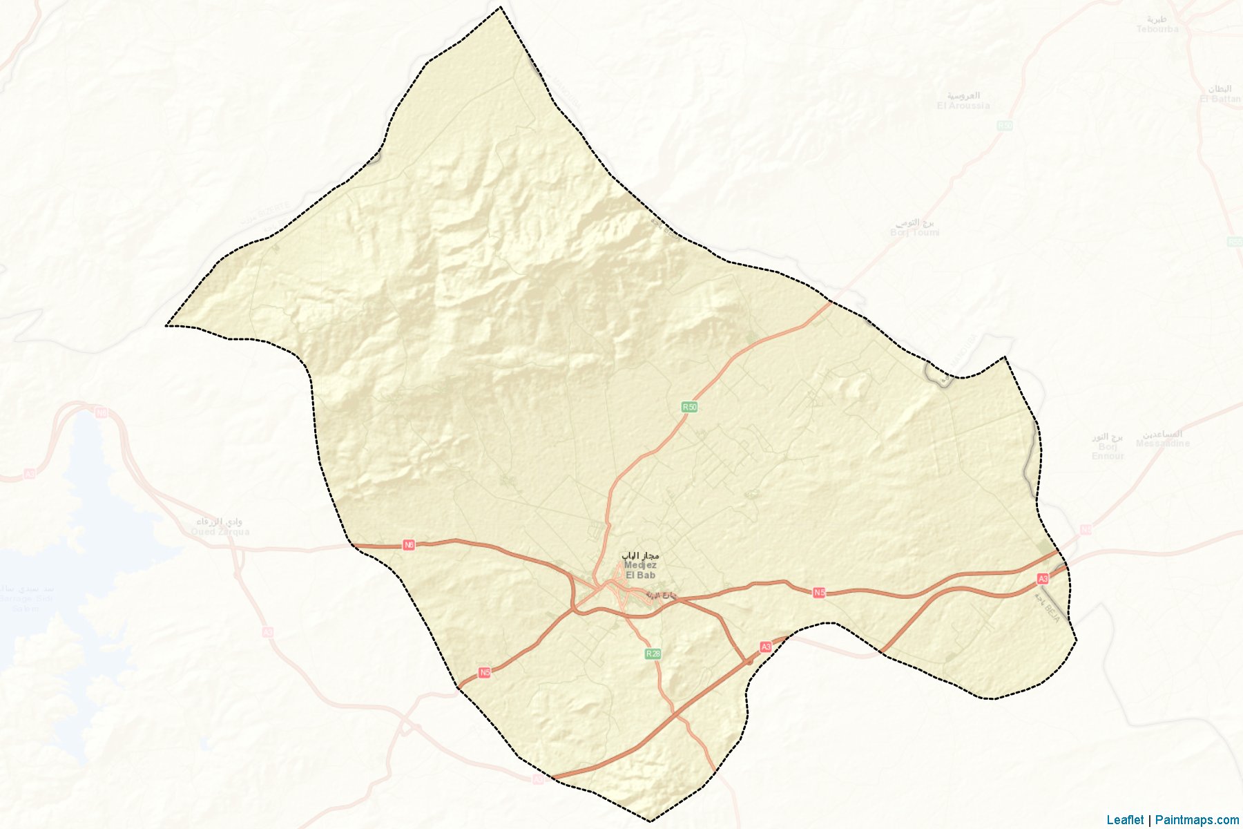 Muestras de recorte de mapas Mejez El Bab (Béja)-2