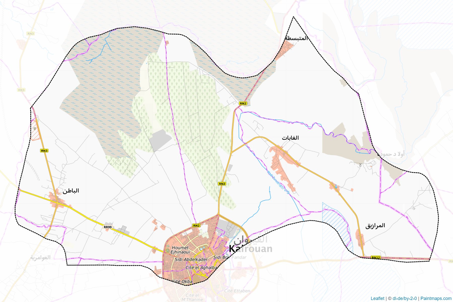 Muestras de recorte de mapas Kairouan Nord (Kairouan)-1