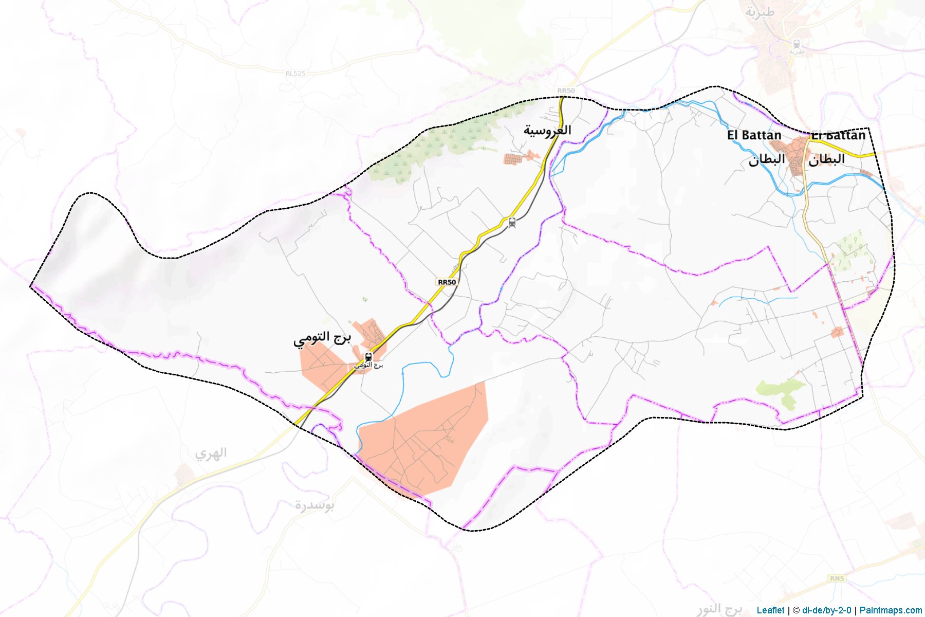 Muestras de recorte de mapas El Battan (Manubah)-1