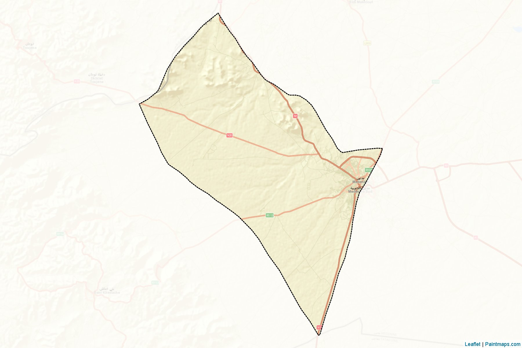 Muestras de recorte de mapas Medenine Sud (Médenine)-2