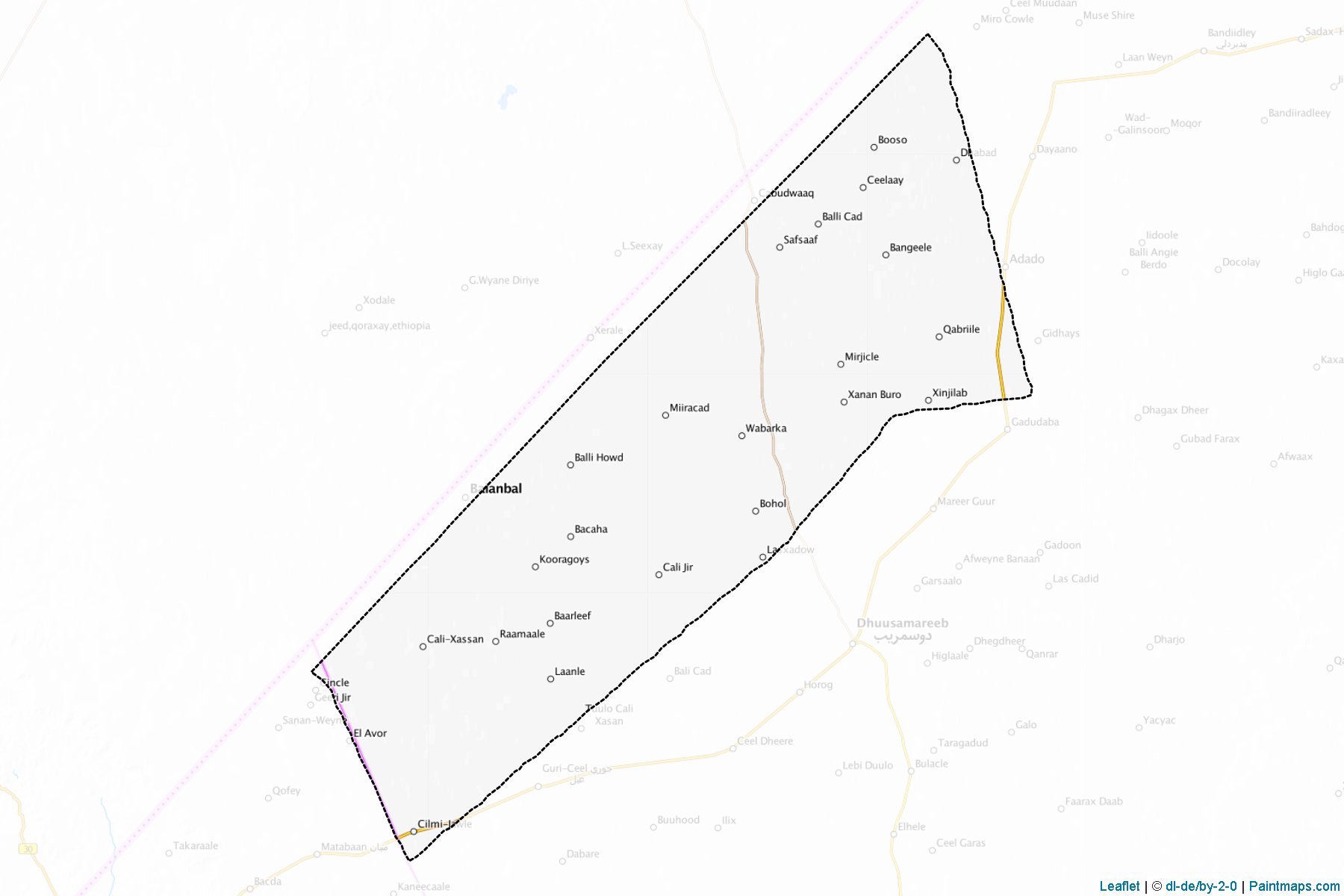 Muestras de recorte de mapas Cabudwaaq (Galguduud)-1