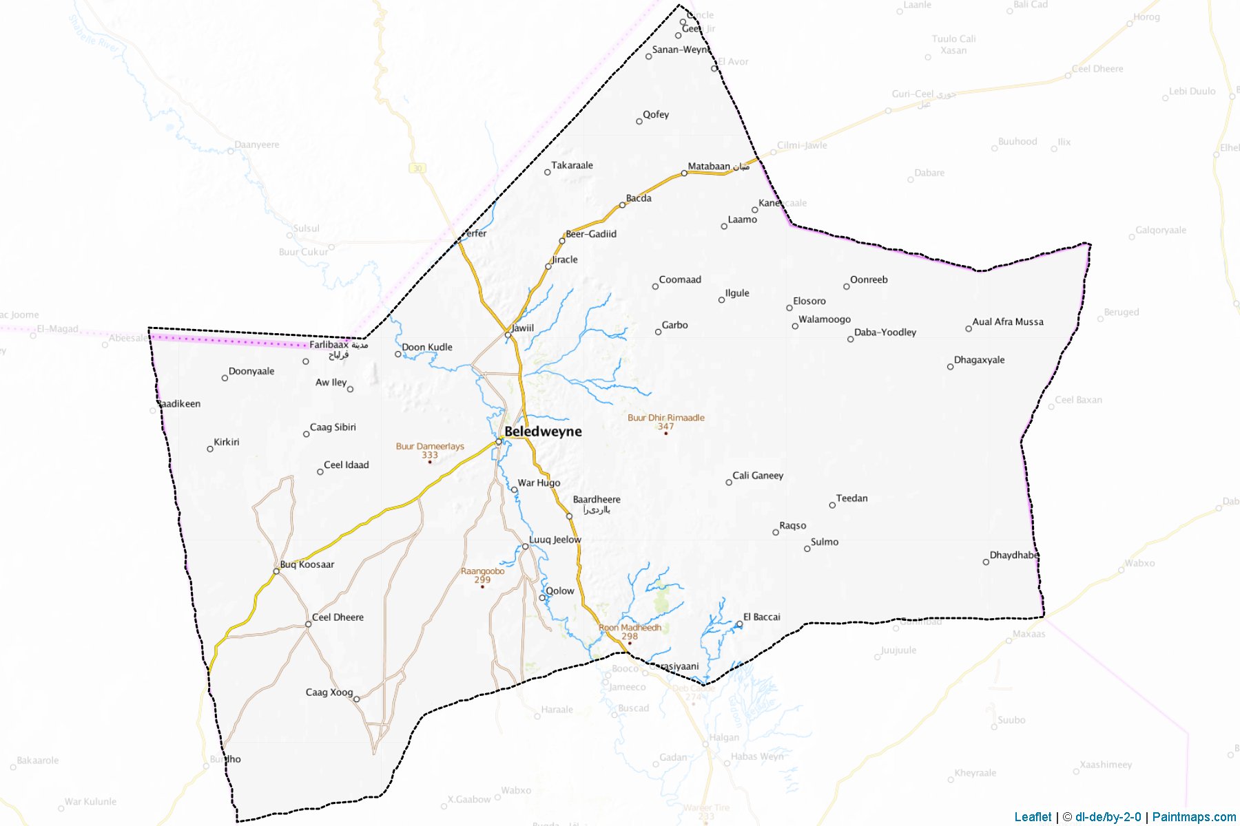 Muestras de recorte de mapas Belet Weyne (Hiiraan)-1