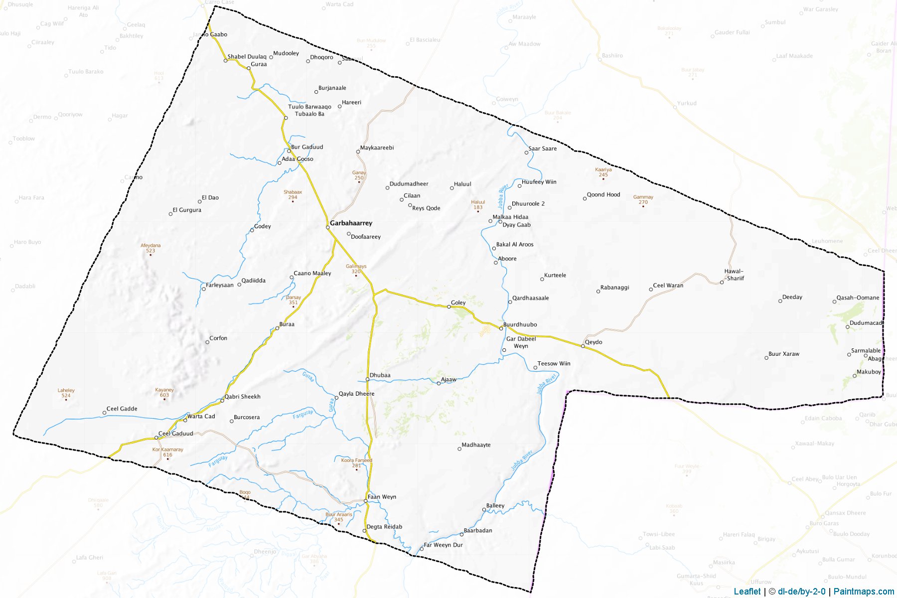 Muestras de recorte de mapas Garbahaarey (Gedo)-1