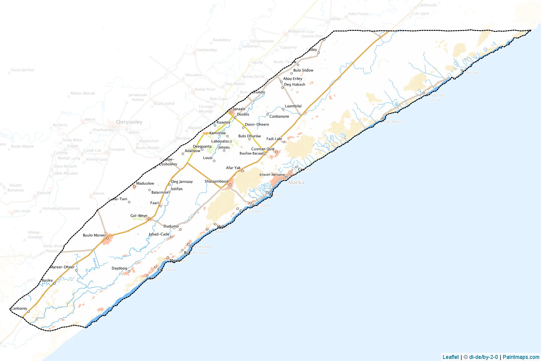 Muestras de recorte de mapas Marka (Shabeellaha Hoose)-1