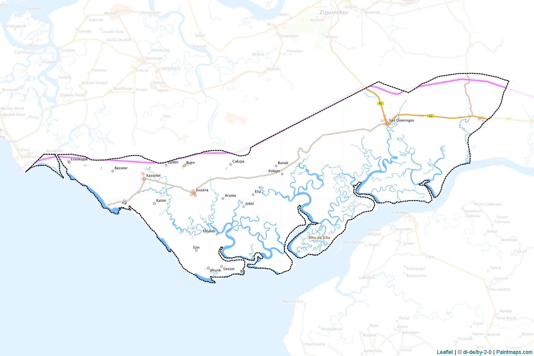 Muestras de recorte de mapas Sao Domingos (Cacheu)-1