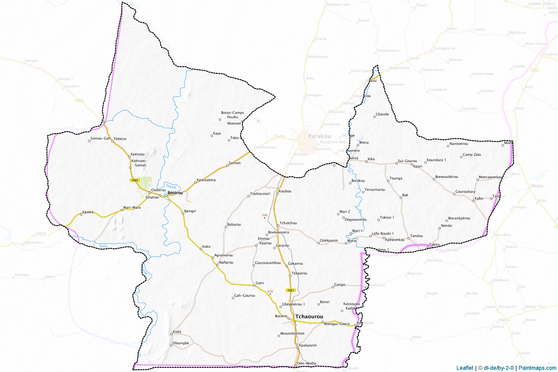 Muestras de recorte de mapas Tchaourou (Borgou)-1