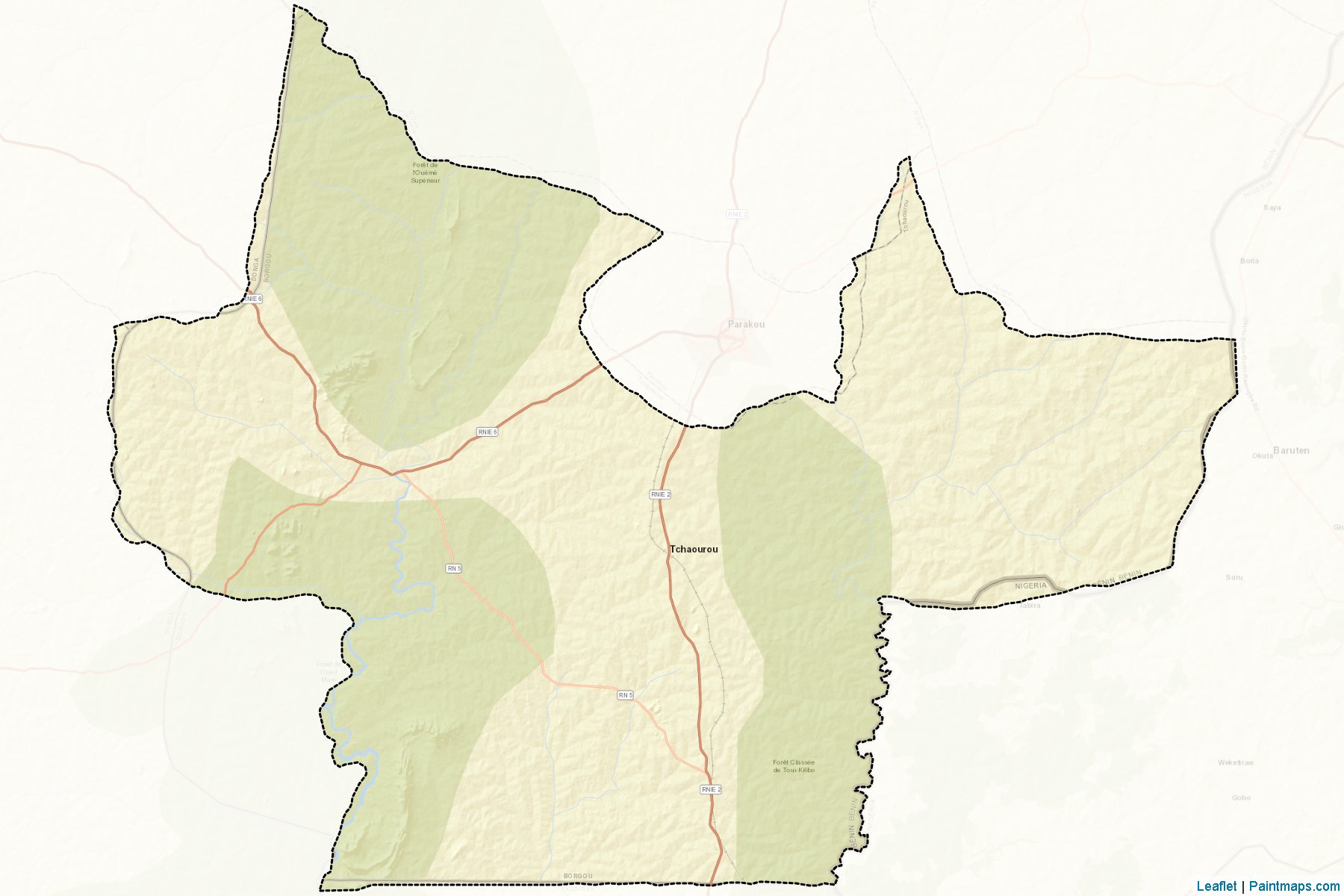 Muestras de recorte de mapas Tchaourou (Borgou)-2