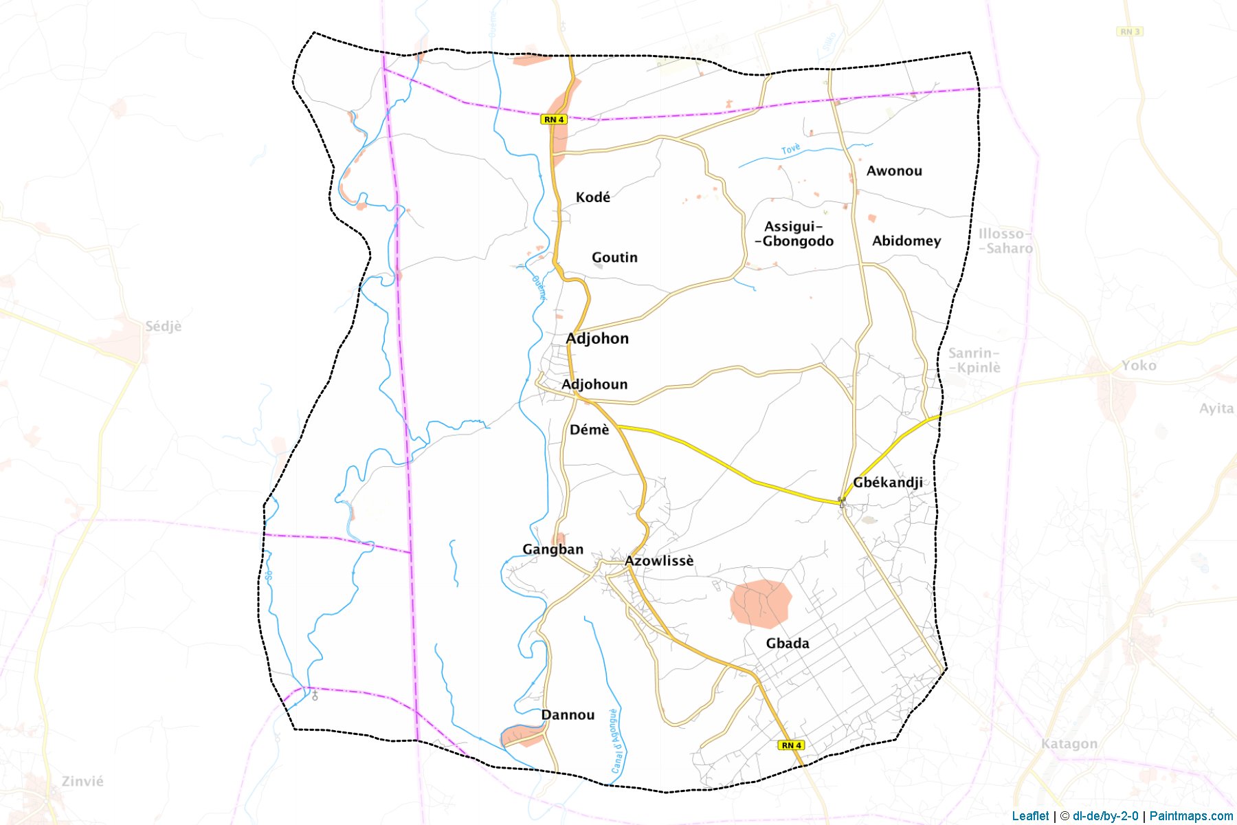 Muestras de recorte de mapas Adjohoun (Ouémé)-1