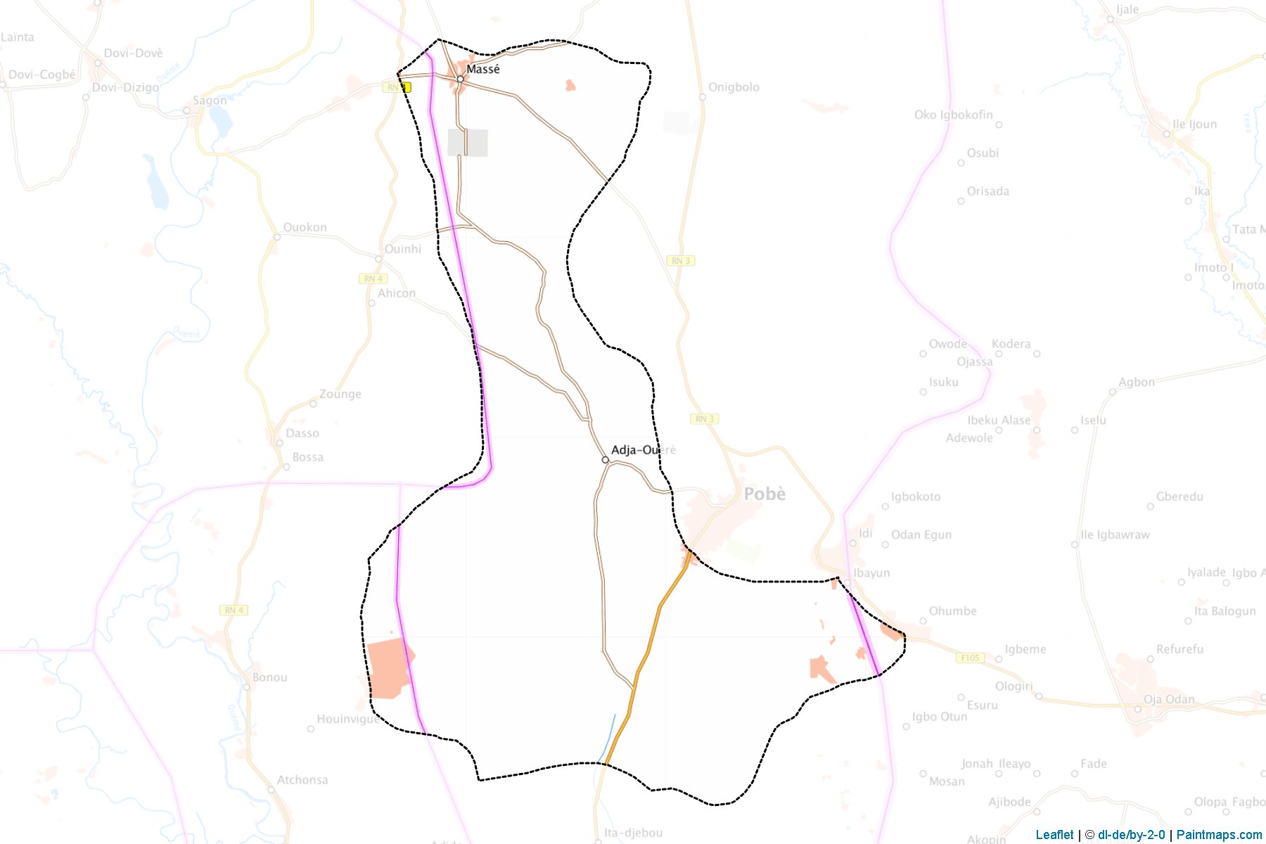 Muestras de recorte de mapas Adja-Ouere (Plateau)-1