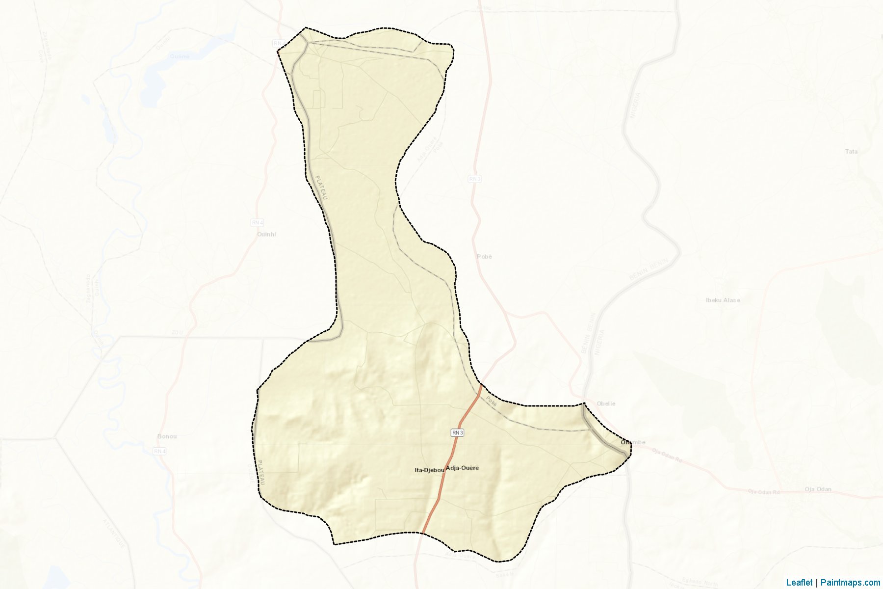 Muestras de recorte de mapas Adja-Ouere (Plateau)-2