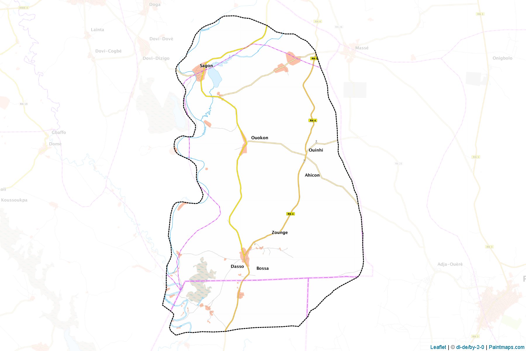 Muestras de recorte de mapas Ouinhi (Zou)-1