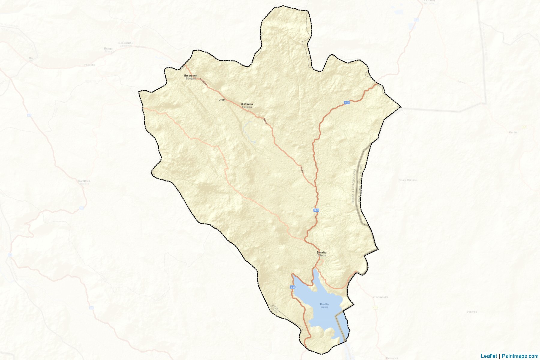 Muestras de recorte de mapas Bileca (Republic of Srpska)-2