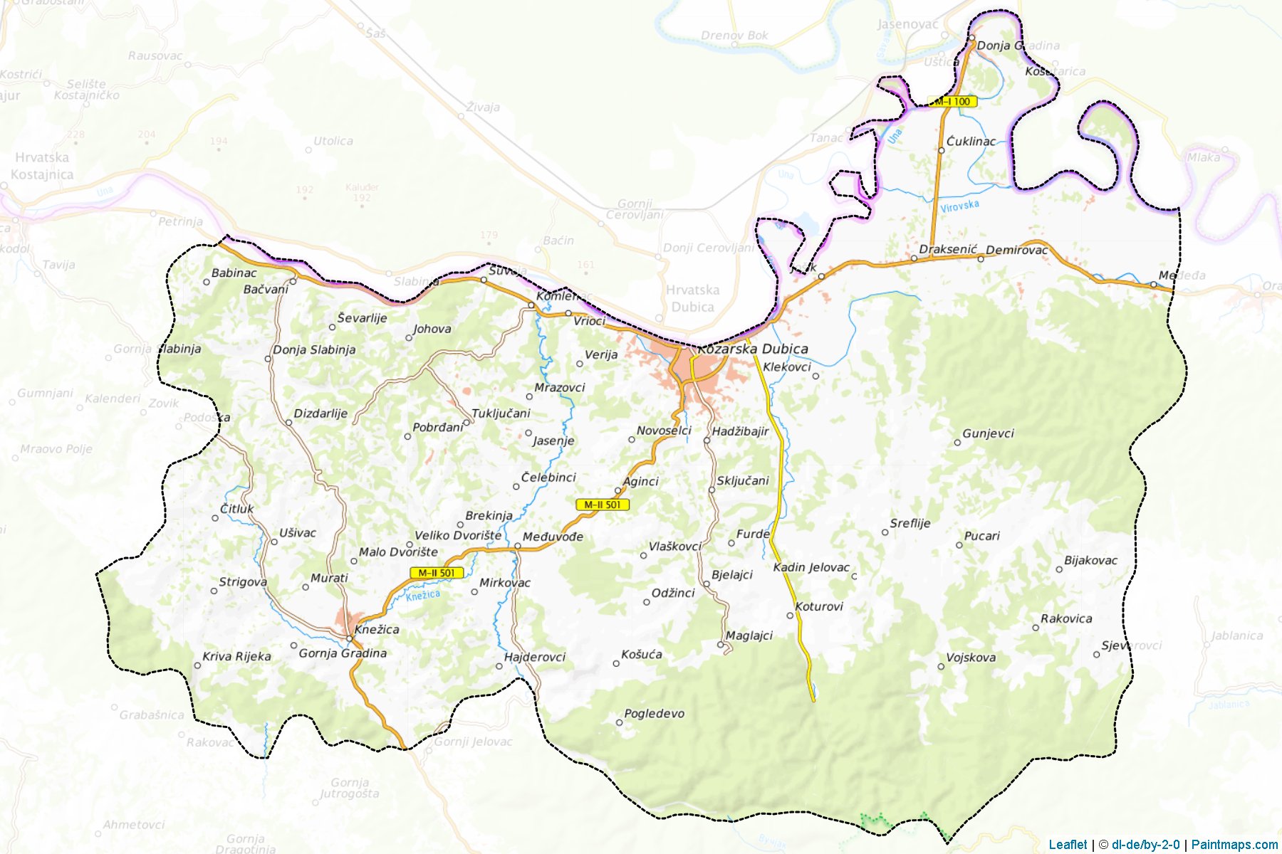 Bosanska Dubica / Kozarska Dubica (Republic of Srpska) Haritası Örnekleri-1