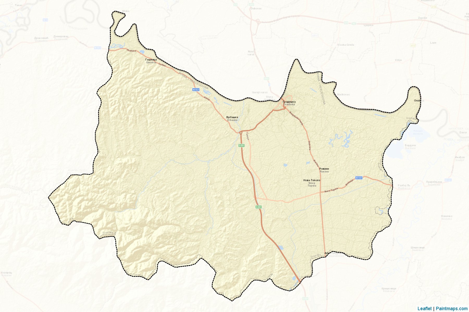 Muestras de recorte de mapas Bosanska Gradiska / Gradiska (Republic of Srpska)-2