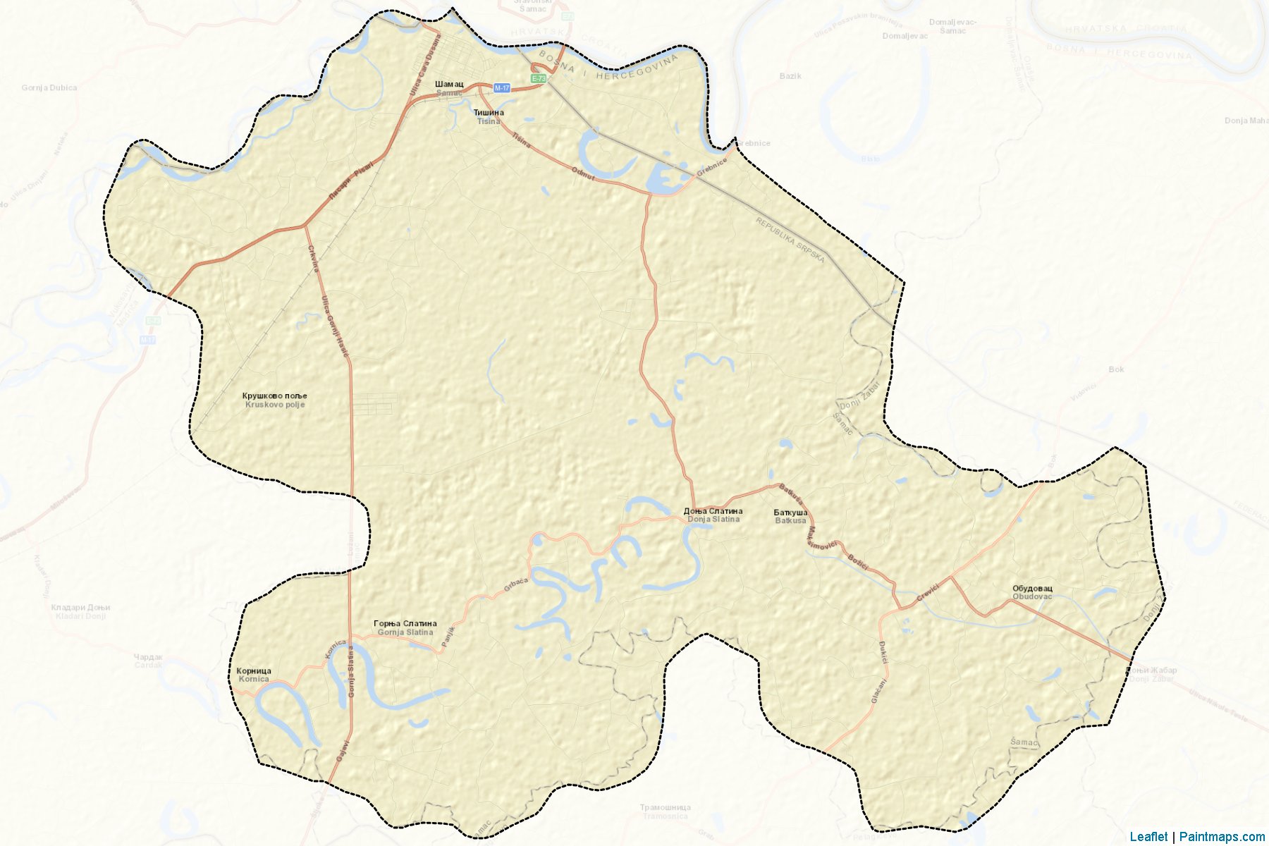 Muestras de recorte de mapas Bosanski Samac / Samac (Republic of Srpska)-2