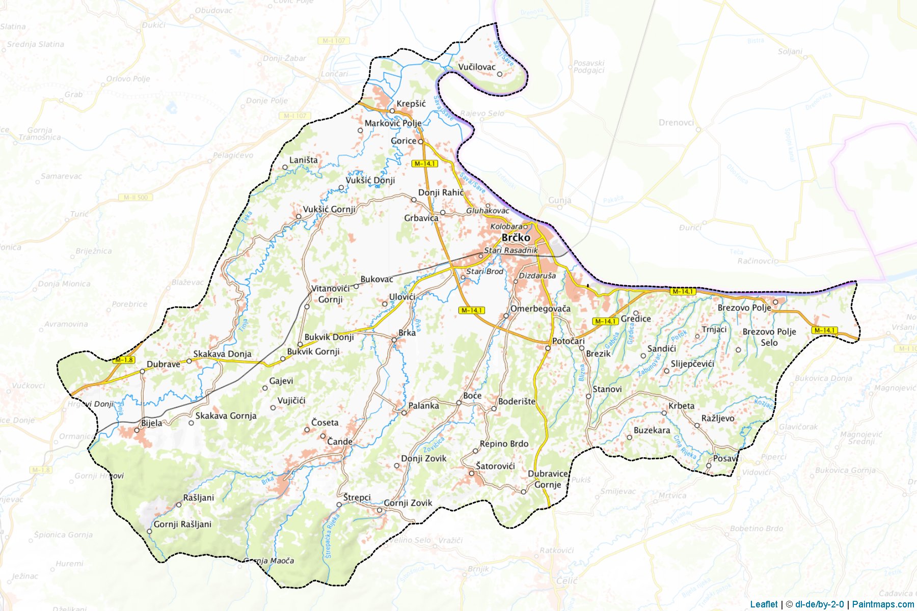 Muestras de recorte de mapas Brcko (Brcko Distrikt)-1