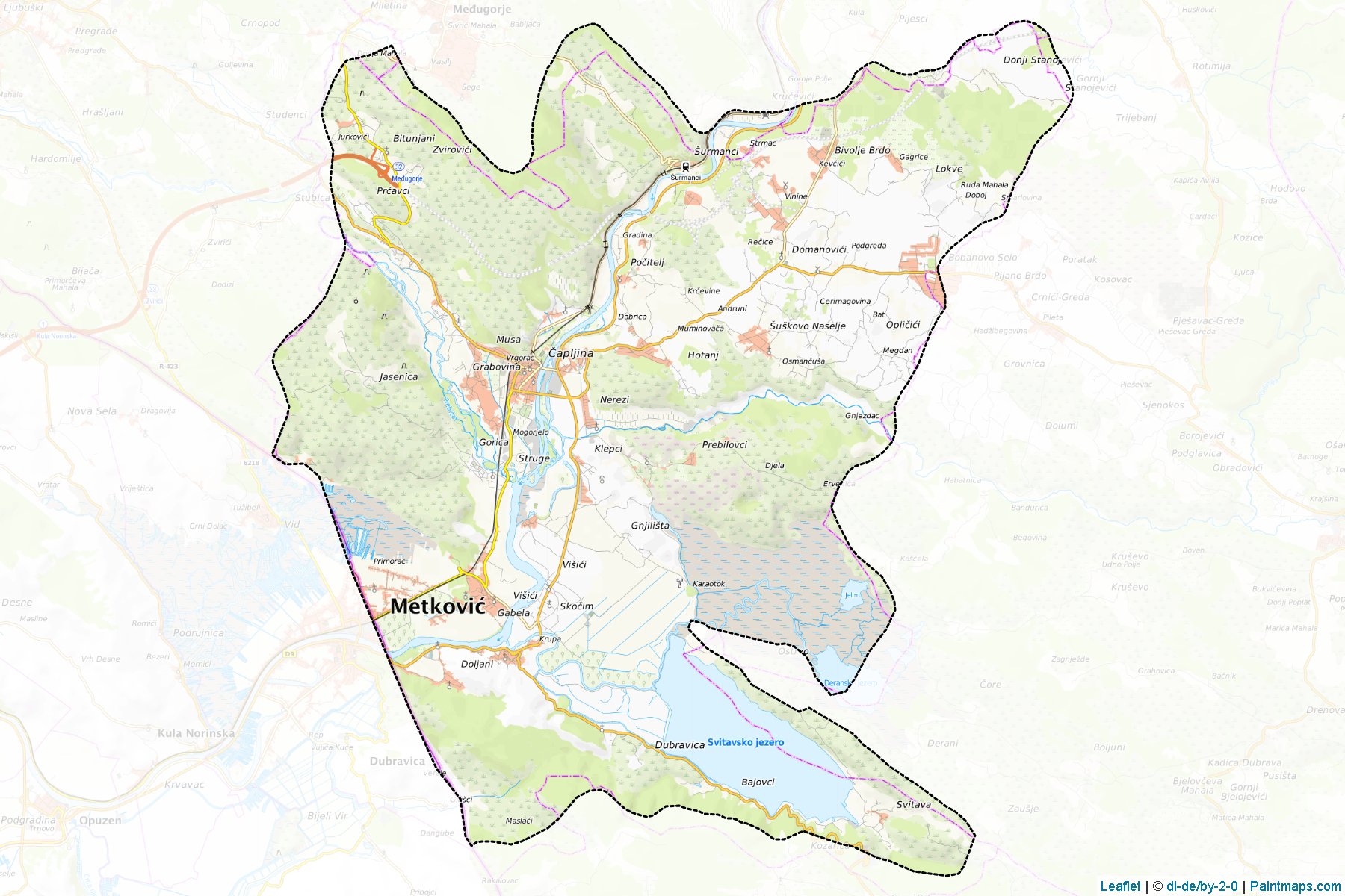 Muestras de recorte de mapas Capljina (Herzegovina-Neretva)-1