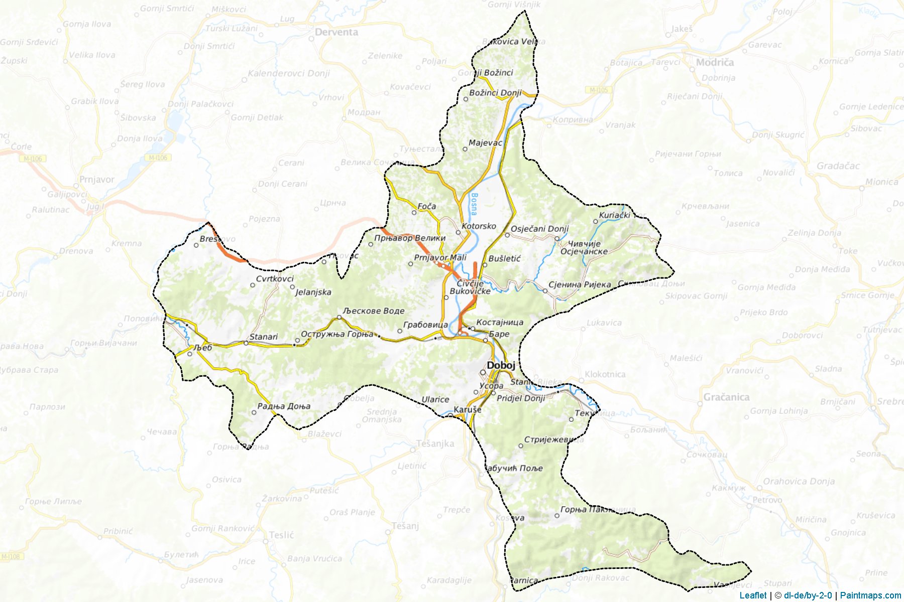 Doboj (Republic of Srpska) Map Cropping Samples-1