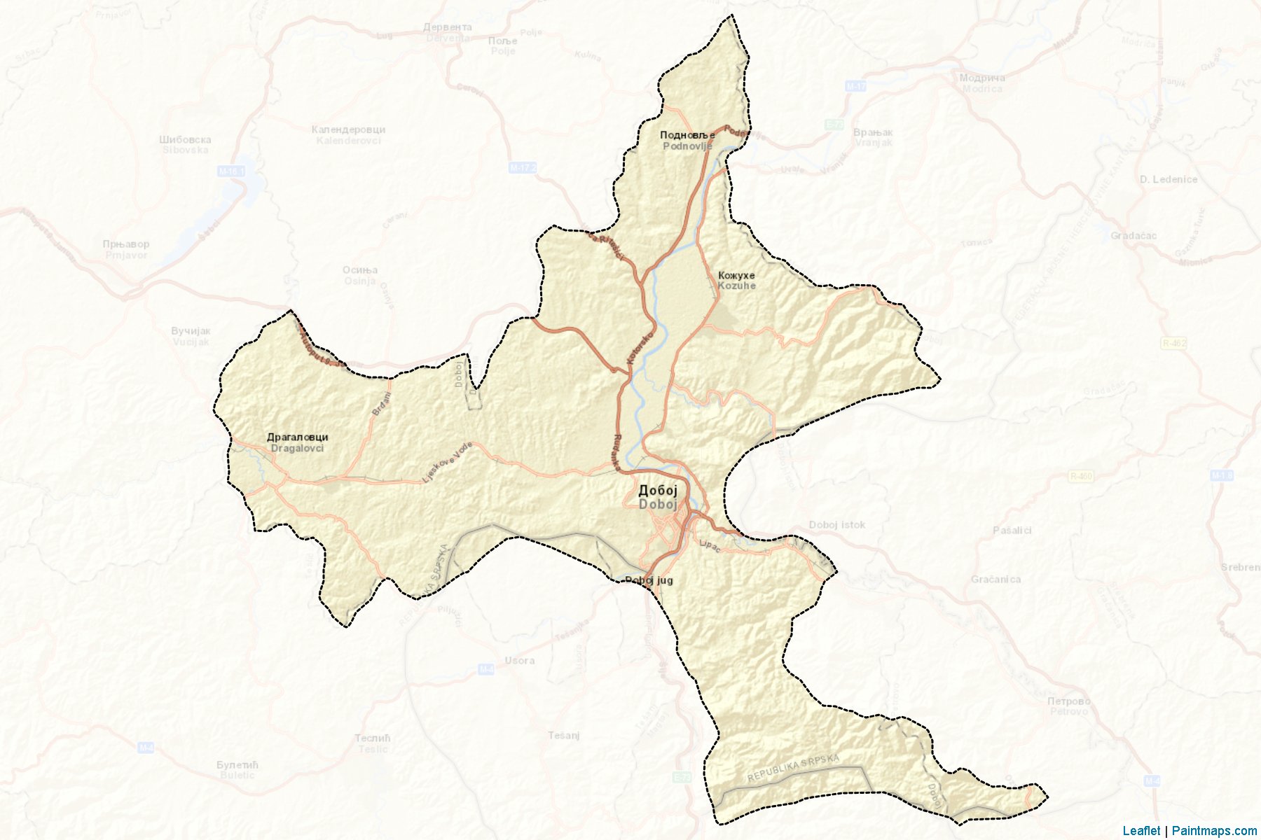 Doboj (Republic of Srpska) Map Cropping Samples-2