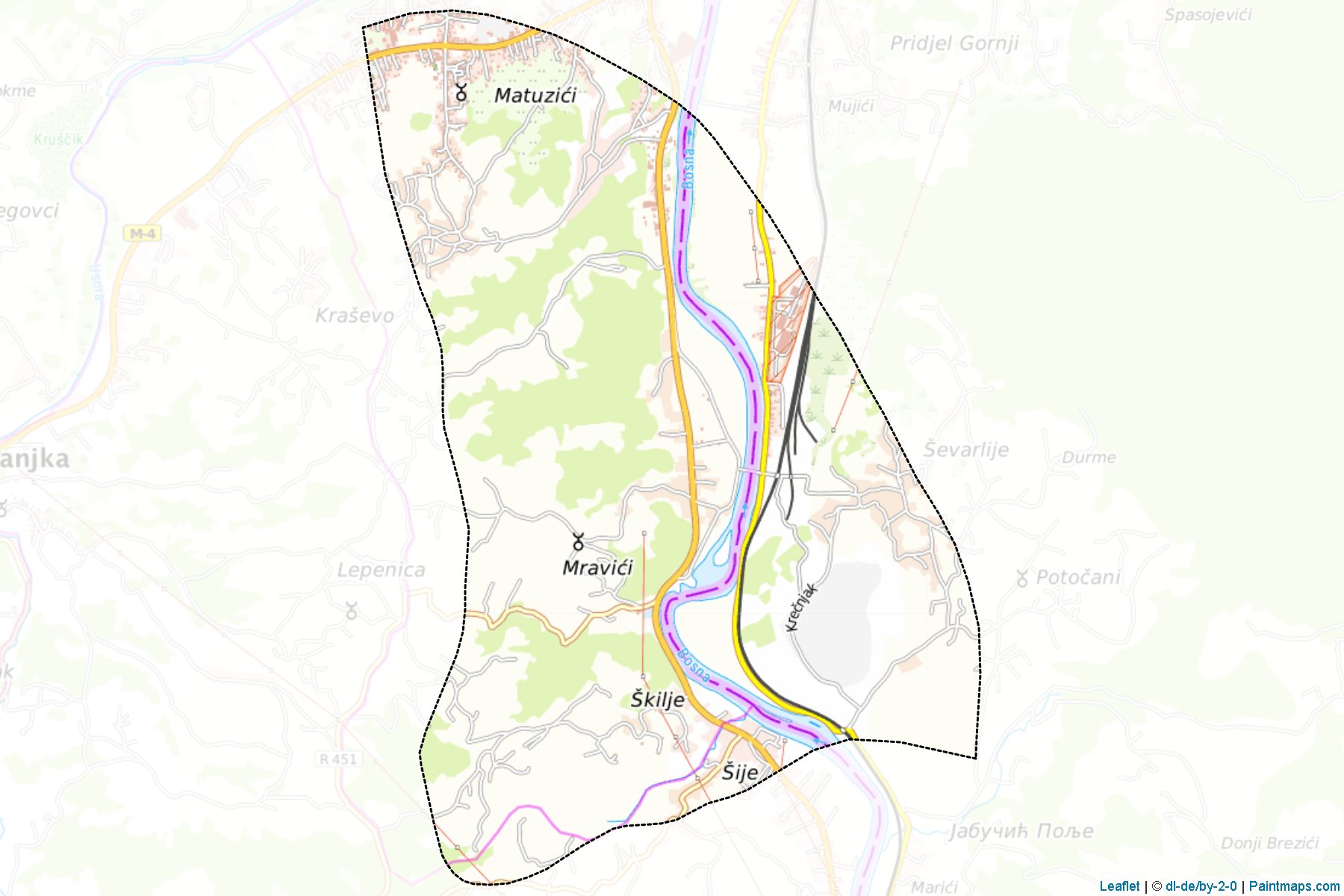 Muestras de recorte de mapas Doboj - Jug (Zenica-Doboj)-1