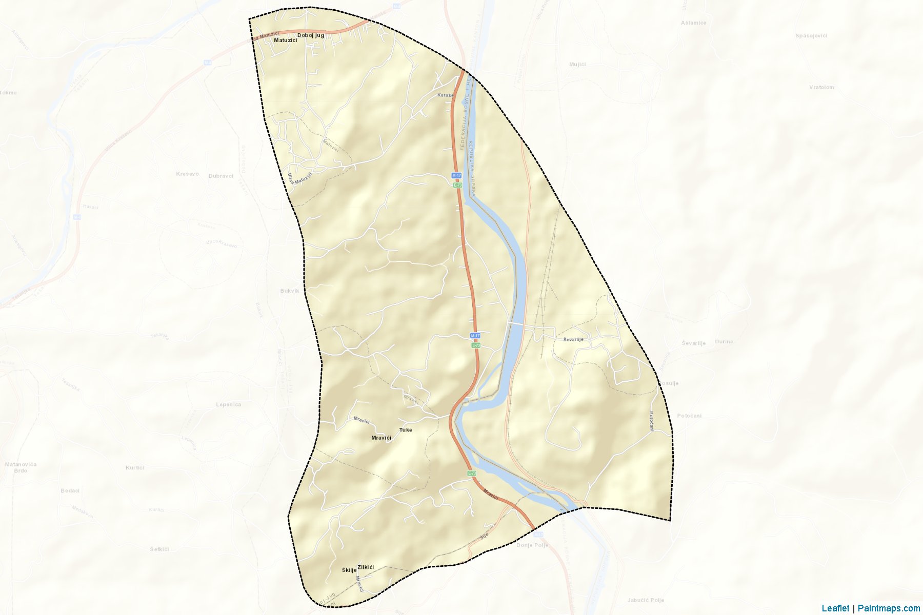 Muestras de recorte de mapas Doboj - Jug (Zenica-Doboj)-2