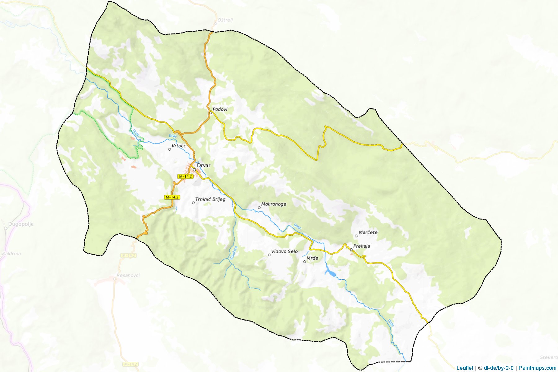 Muestras de recorte de mapas Drvar (West Bosnia)-1