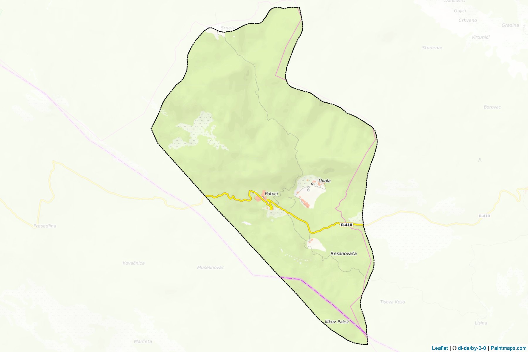 Muestras de recorte de mapas Drvar / Srpski Drvar (Republic of Srpska)-1