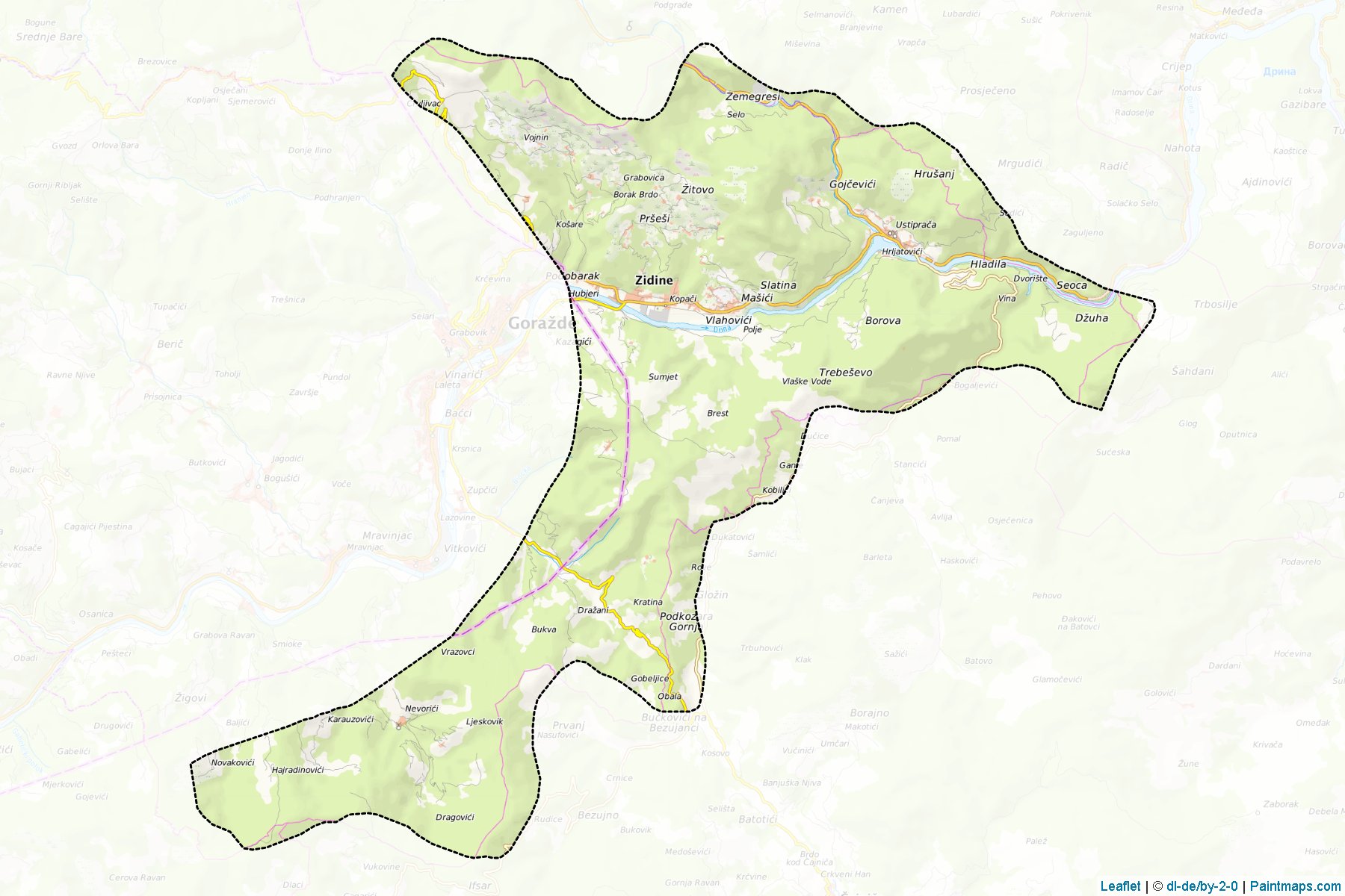 Gorazde / Srpsko Gorazde (Republic of Srpska) Map Cropping Samples-1