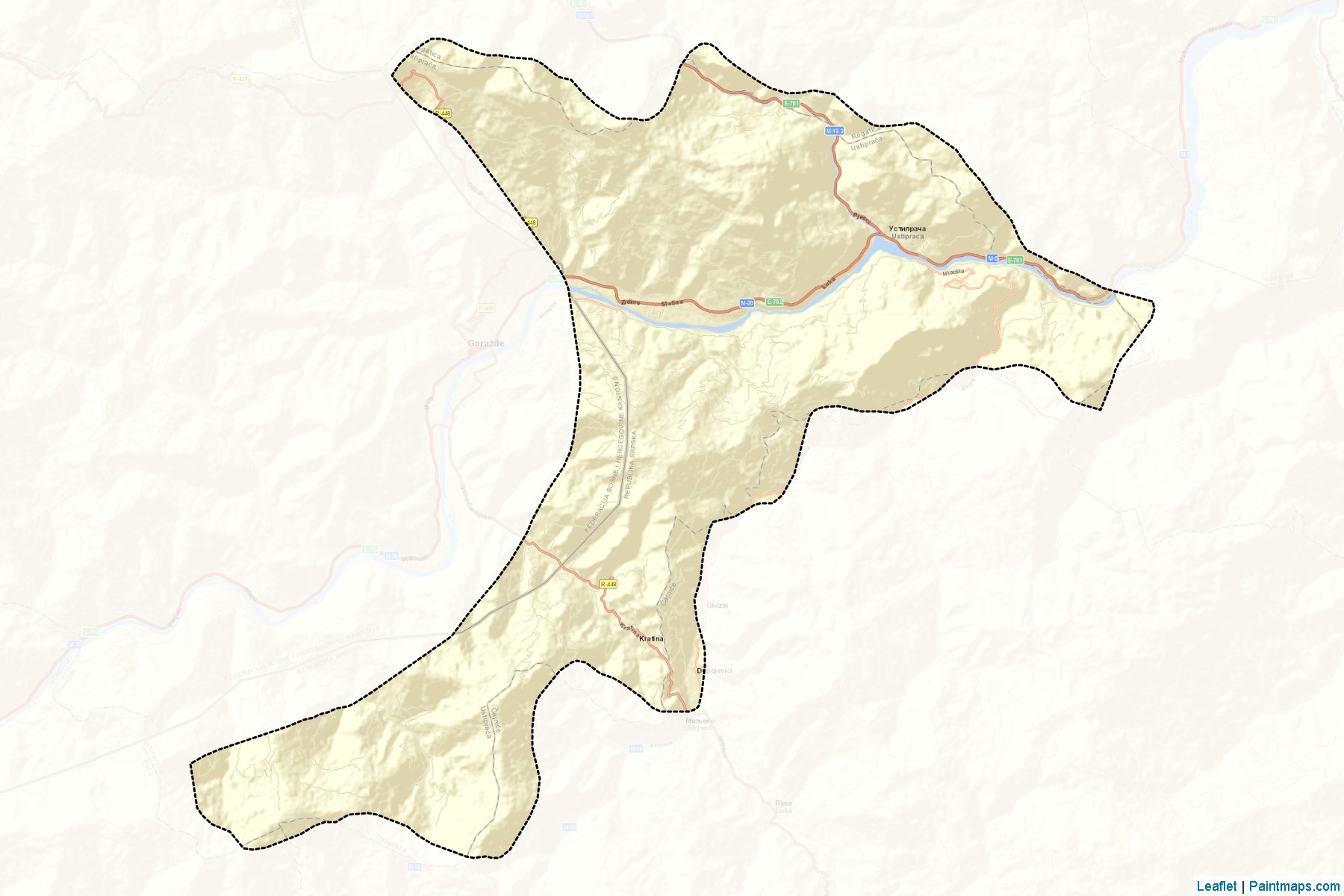 Muestras de recorte de mapas Gorazde / Srpsko Gorazde (Republic of Srpska)-2