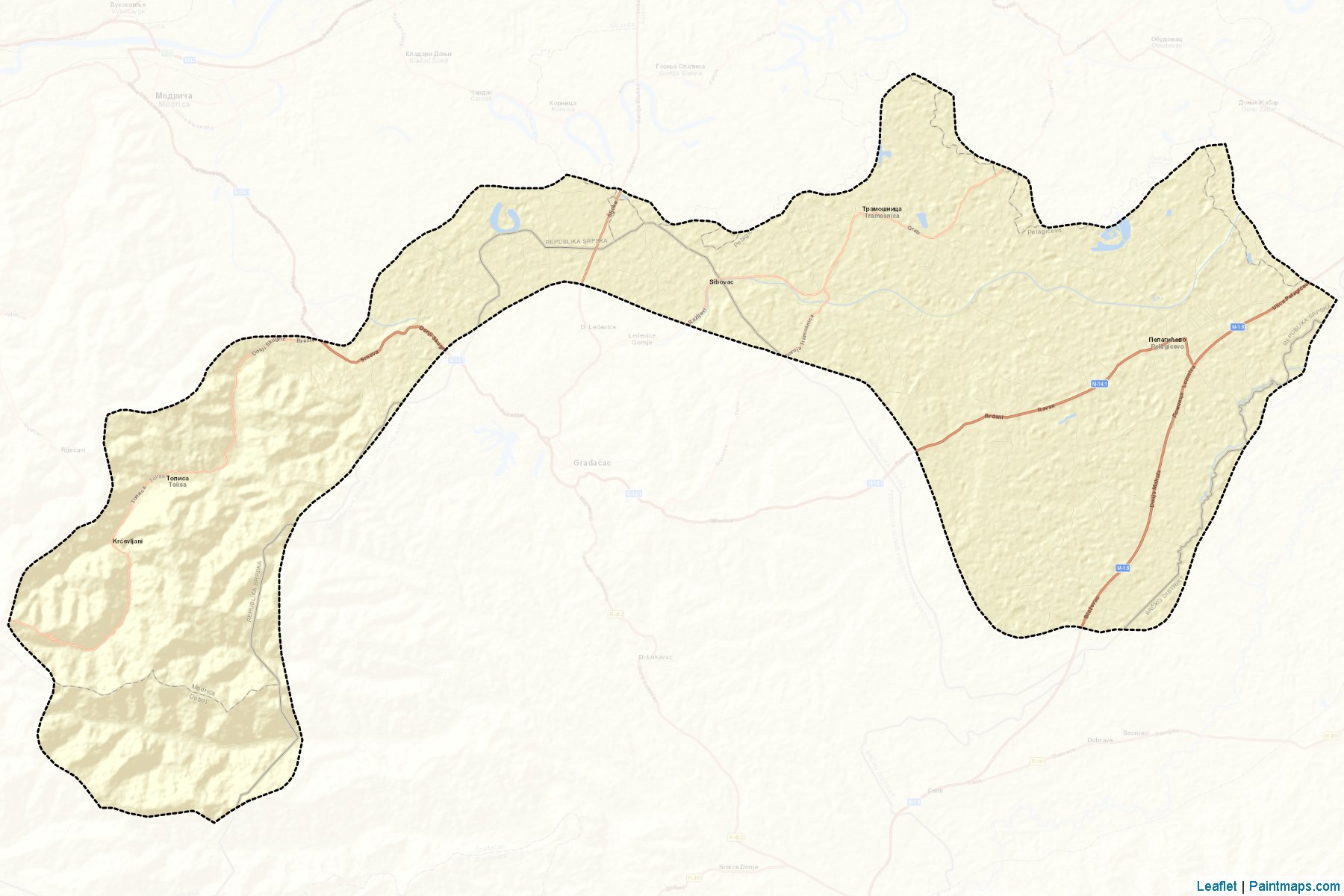 Muestras de recorte de mapas Gradacac / Pelagicevo (Republic of Srpska)-2