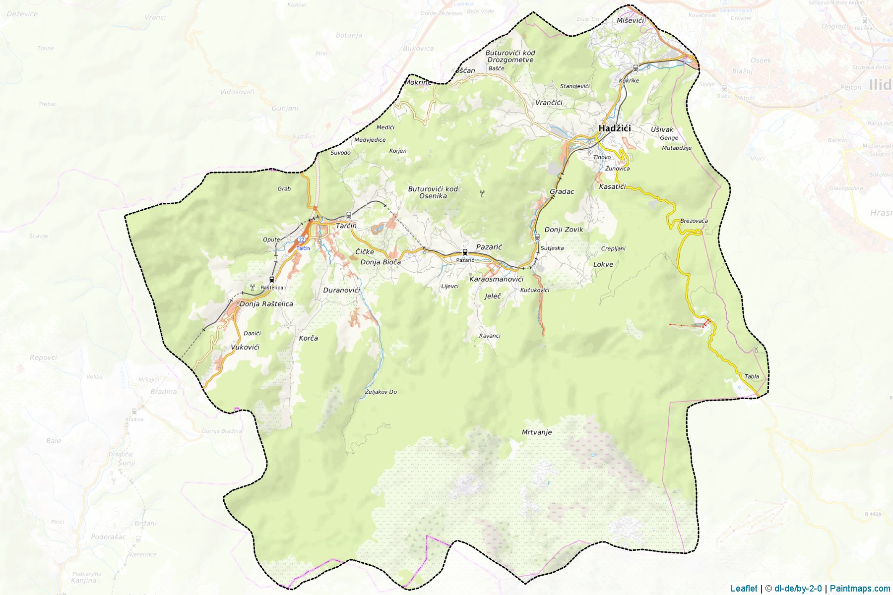 Muestras de recorte de mapas Hadzici (Sarajevo)-1