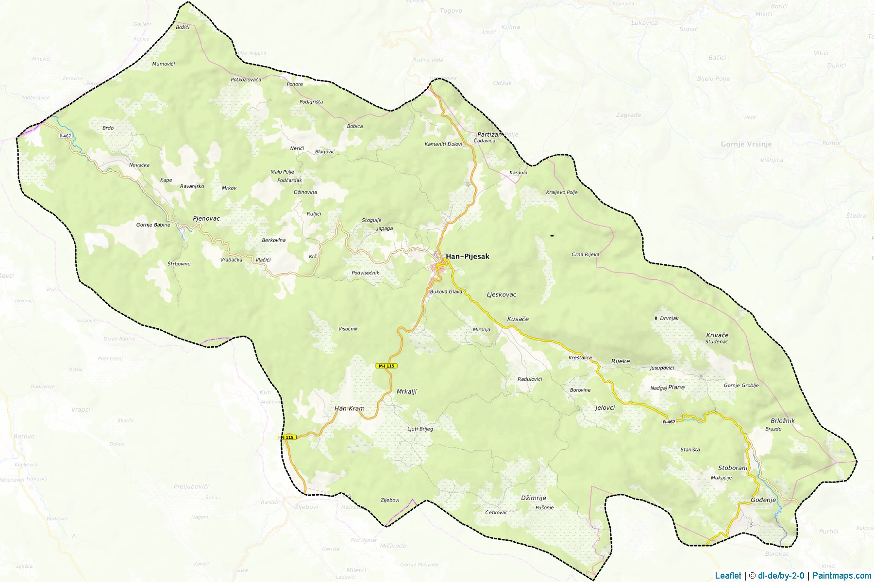 Han Pijesak (Republic of Srpska) Map Cropping Samples-1