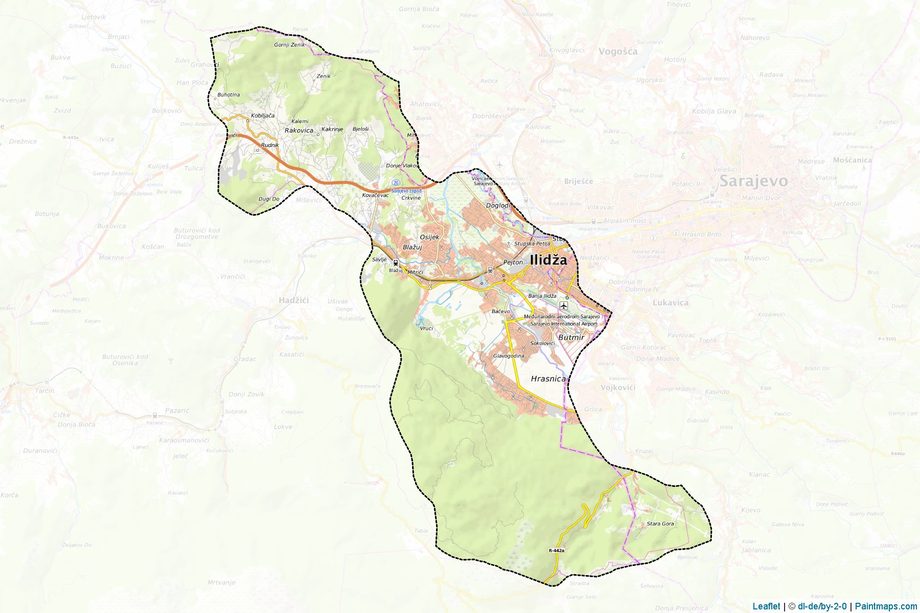 Muestras de recorte de mapas Ilidza (Sarajevo)-1